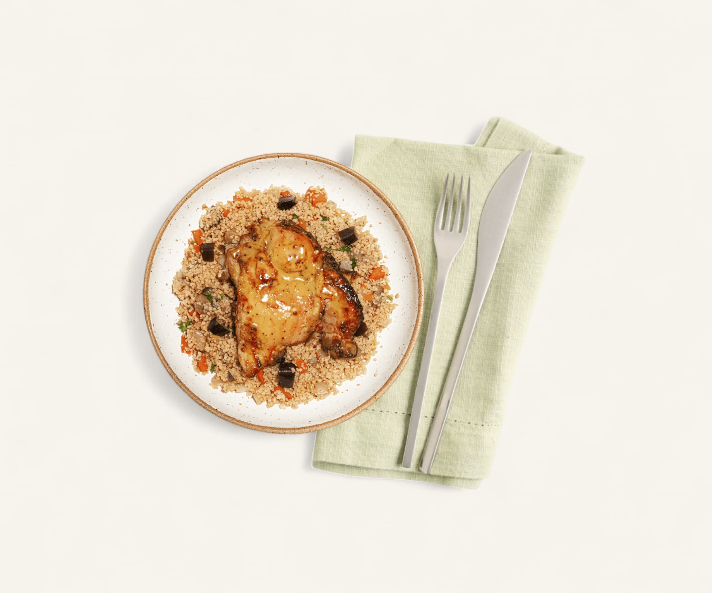 Sobrecoxa no mel e mostarda com couscous marroquino 350g