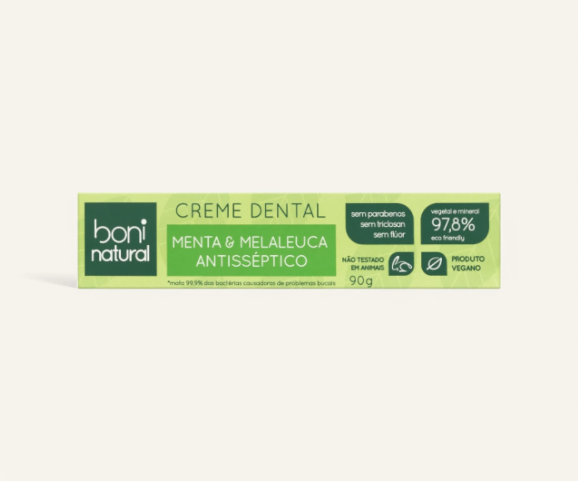 Pasta de dente sem flúor menta & melaleuca Boni Natural 90g