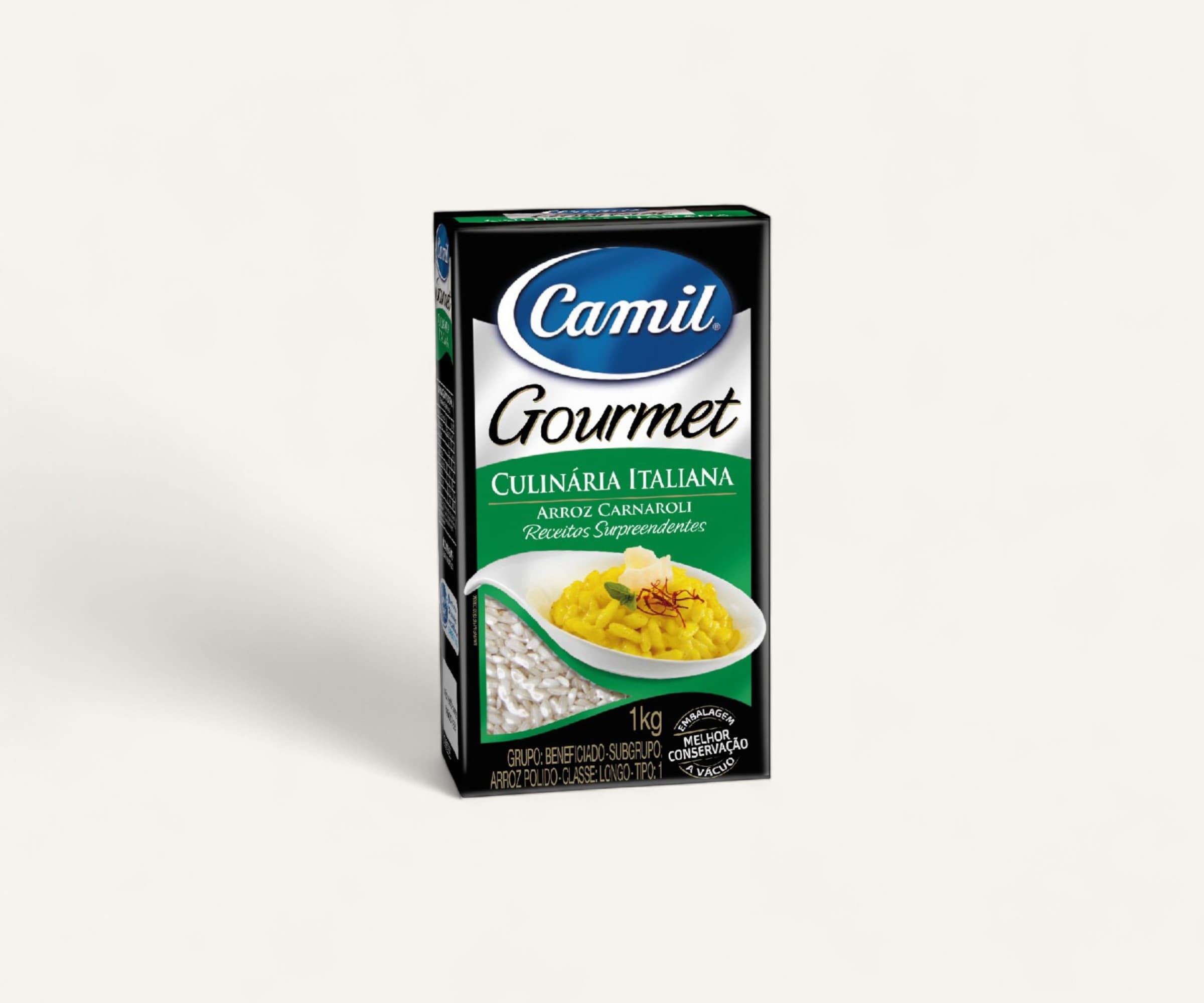 Arroz carnaroli Camil Gourmet culinária italiana 1kg