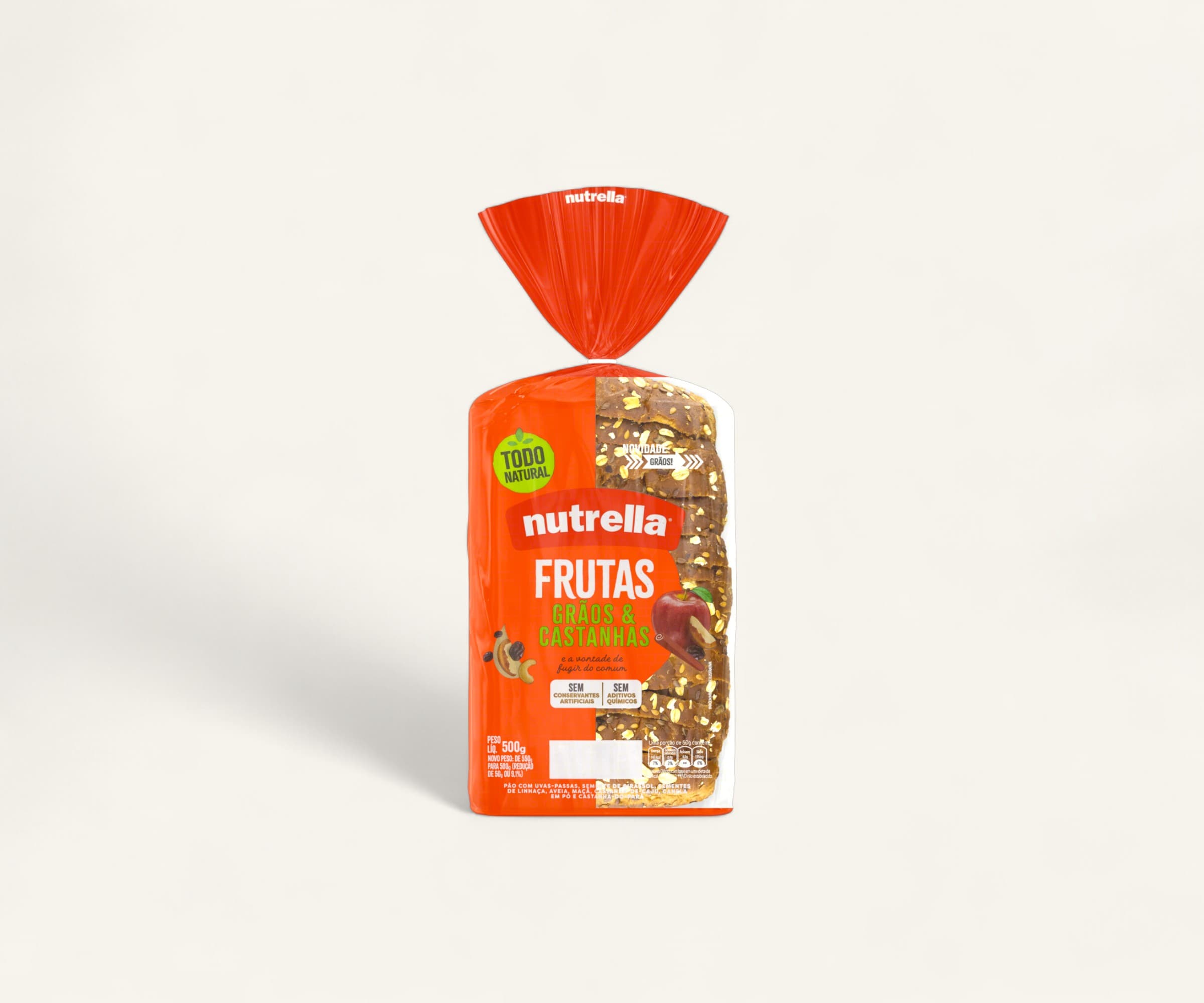 Pão de forma frutas, grãos & castanhas Nutrella 500g
