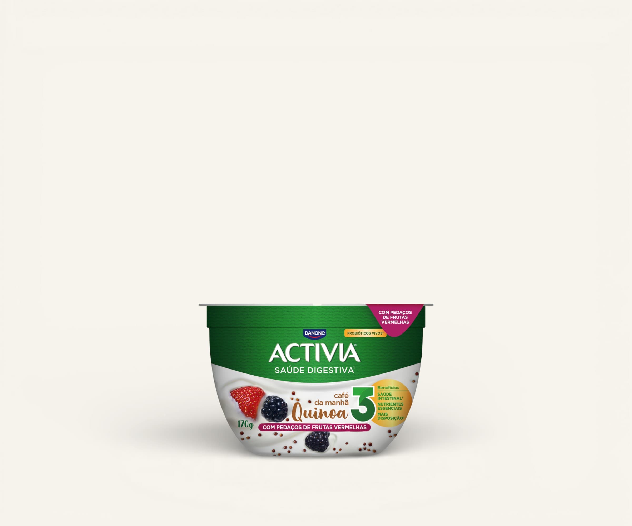 Leite fermentado Activia Café da Manhã quinoa & frutas vermelhas 170g
