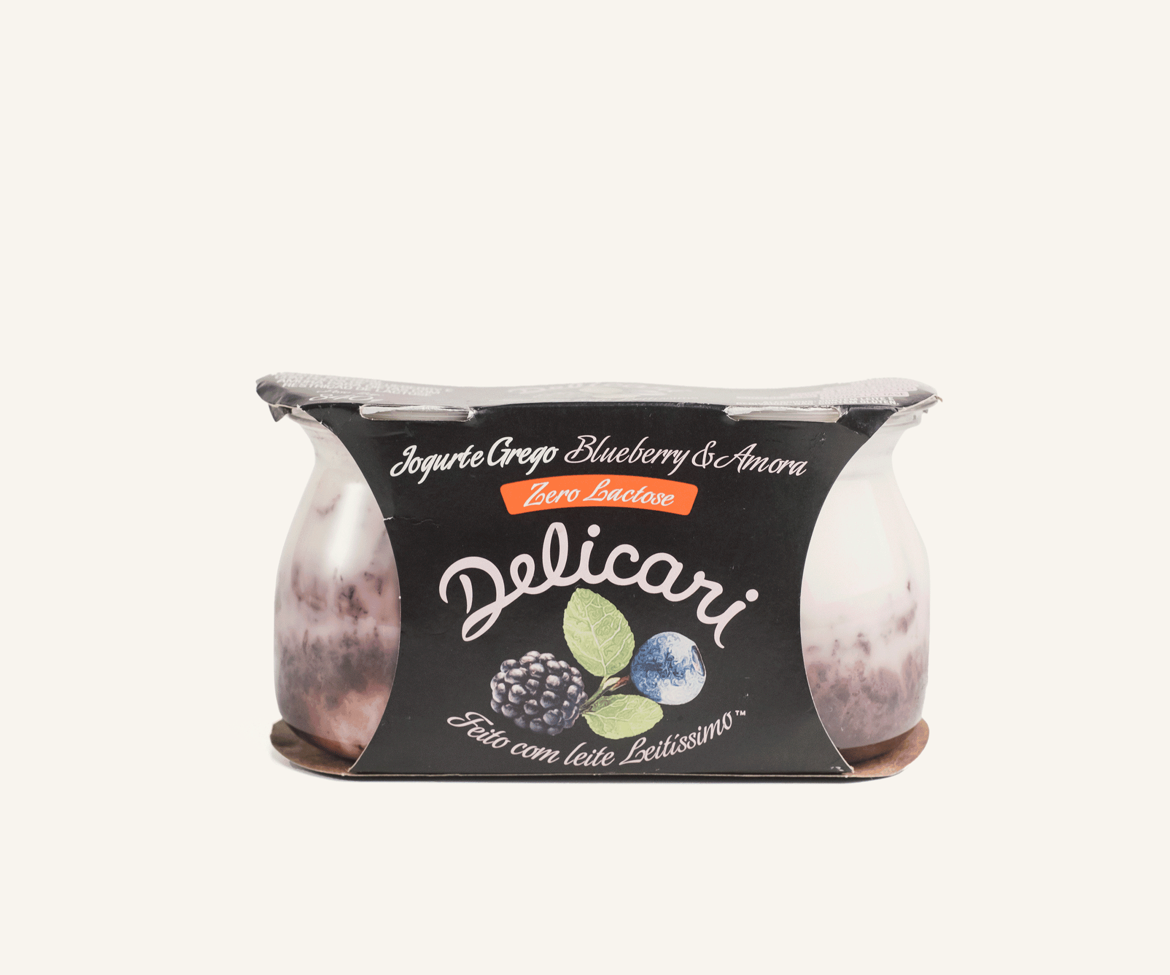 Iogurte grego zero lactose sabor blueberry e amora Delicari 340g