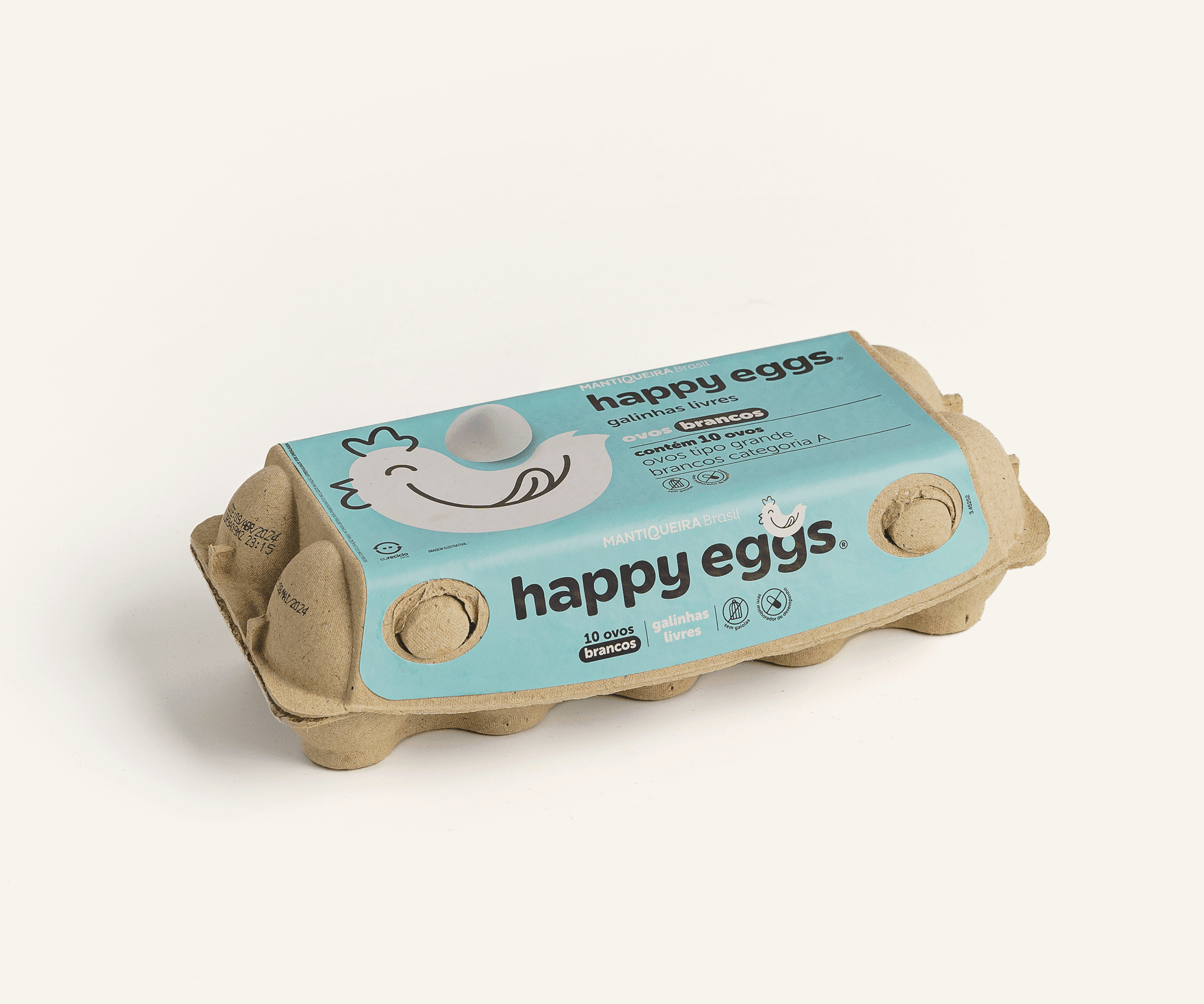 Ovos grandes tipo branco Happy Eggs 10 unidades