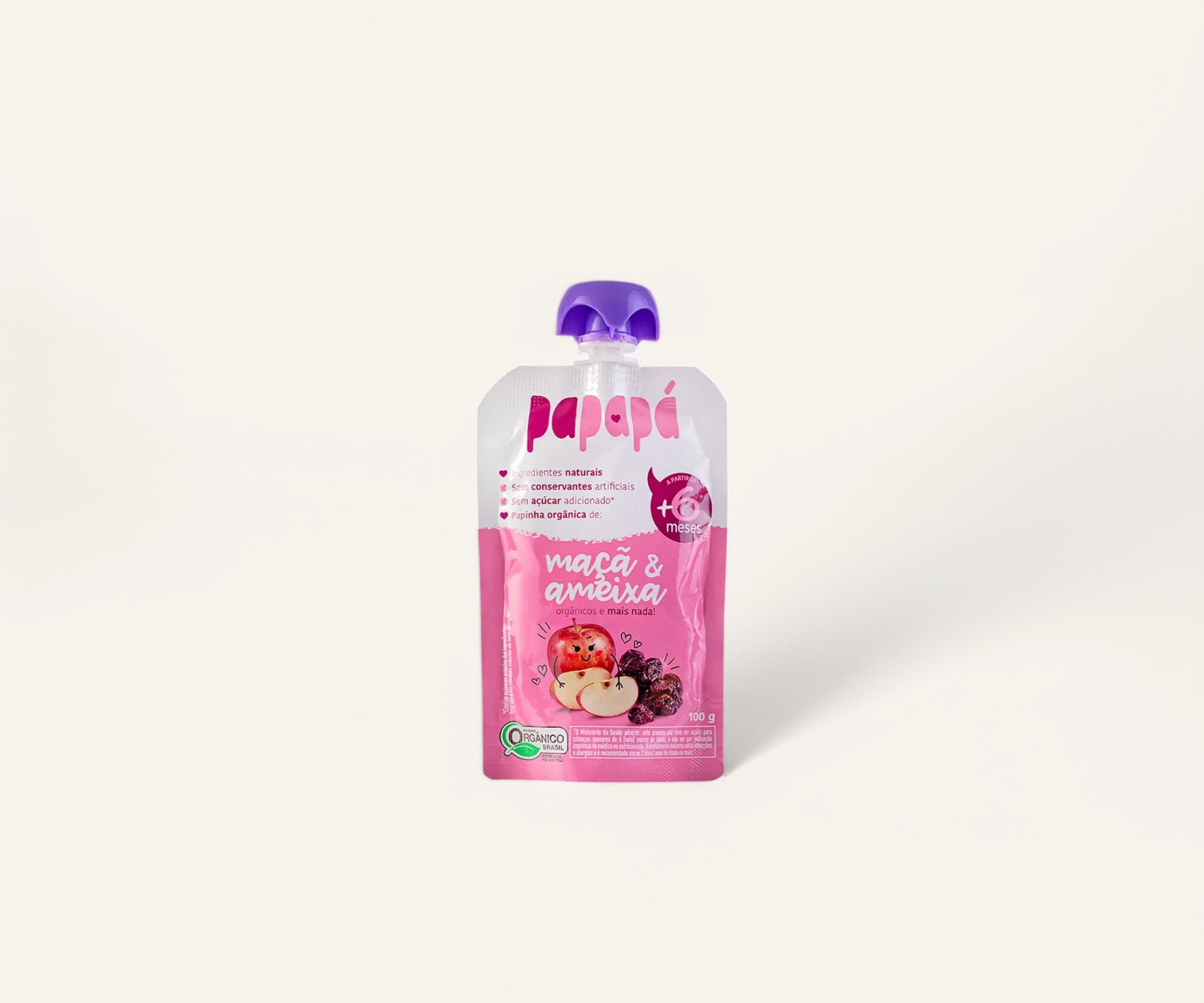 Papinha de maçã e ameixa orgânica Papapá 100g