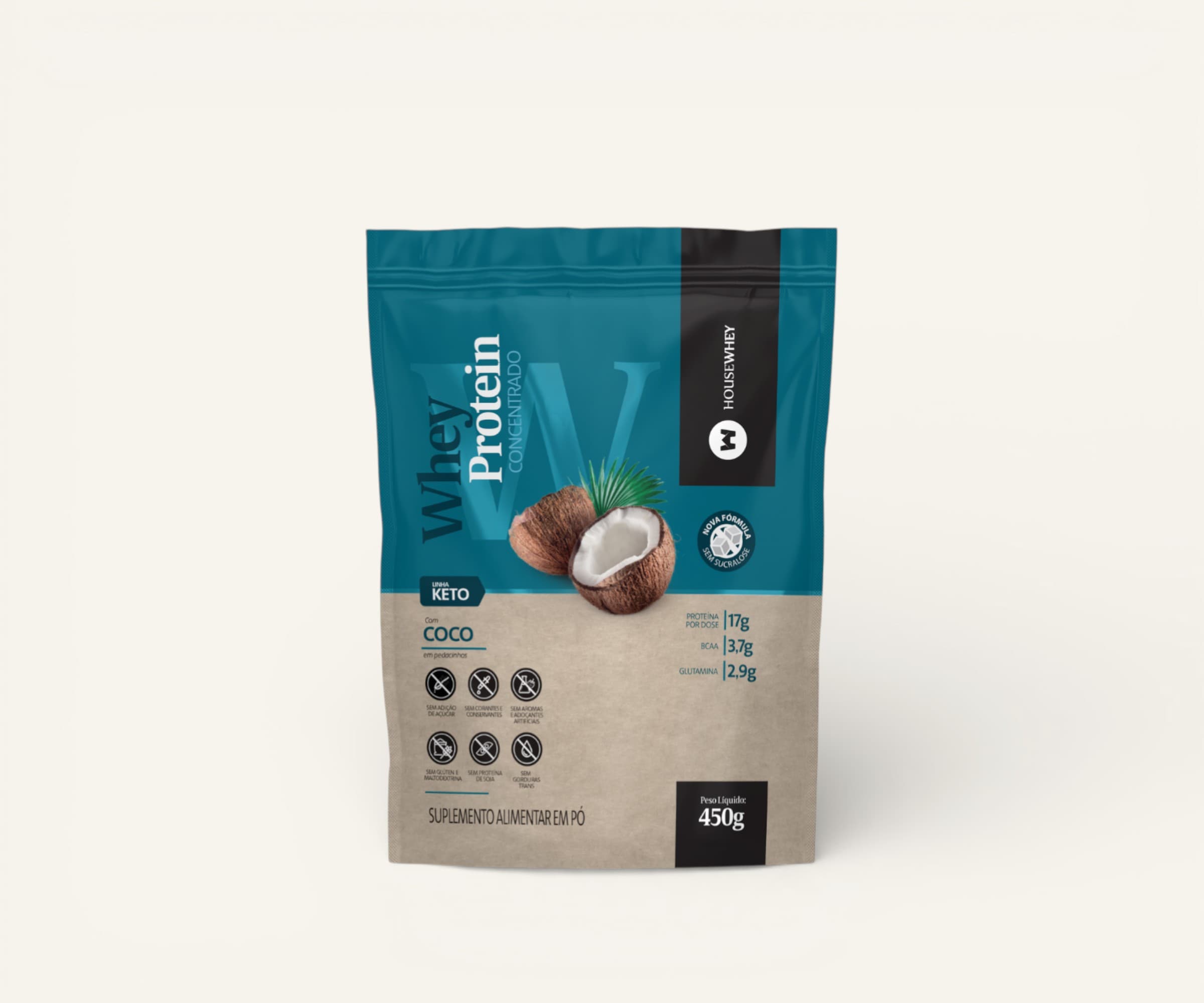 Whey protein concentrado Housewhey sabor coco 450g