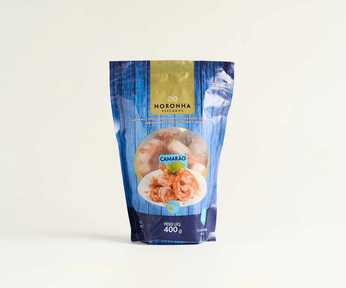 Camarão cinza descascado grande 36/40 pré-cozido 400g