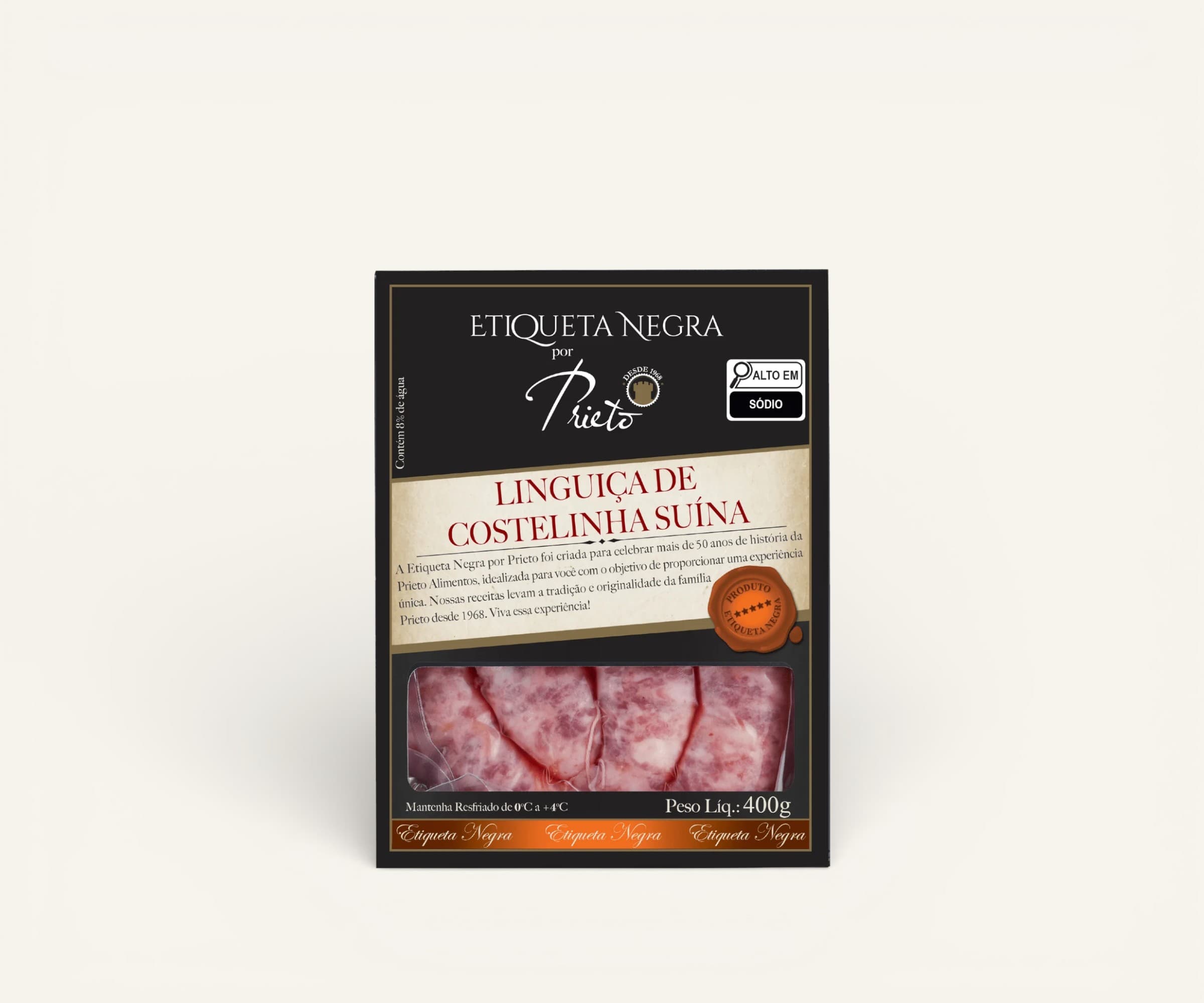 Linguiça de costela suína Etiqueta Negra por Prieto 400g