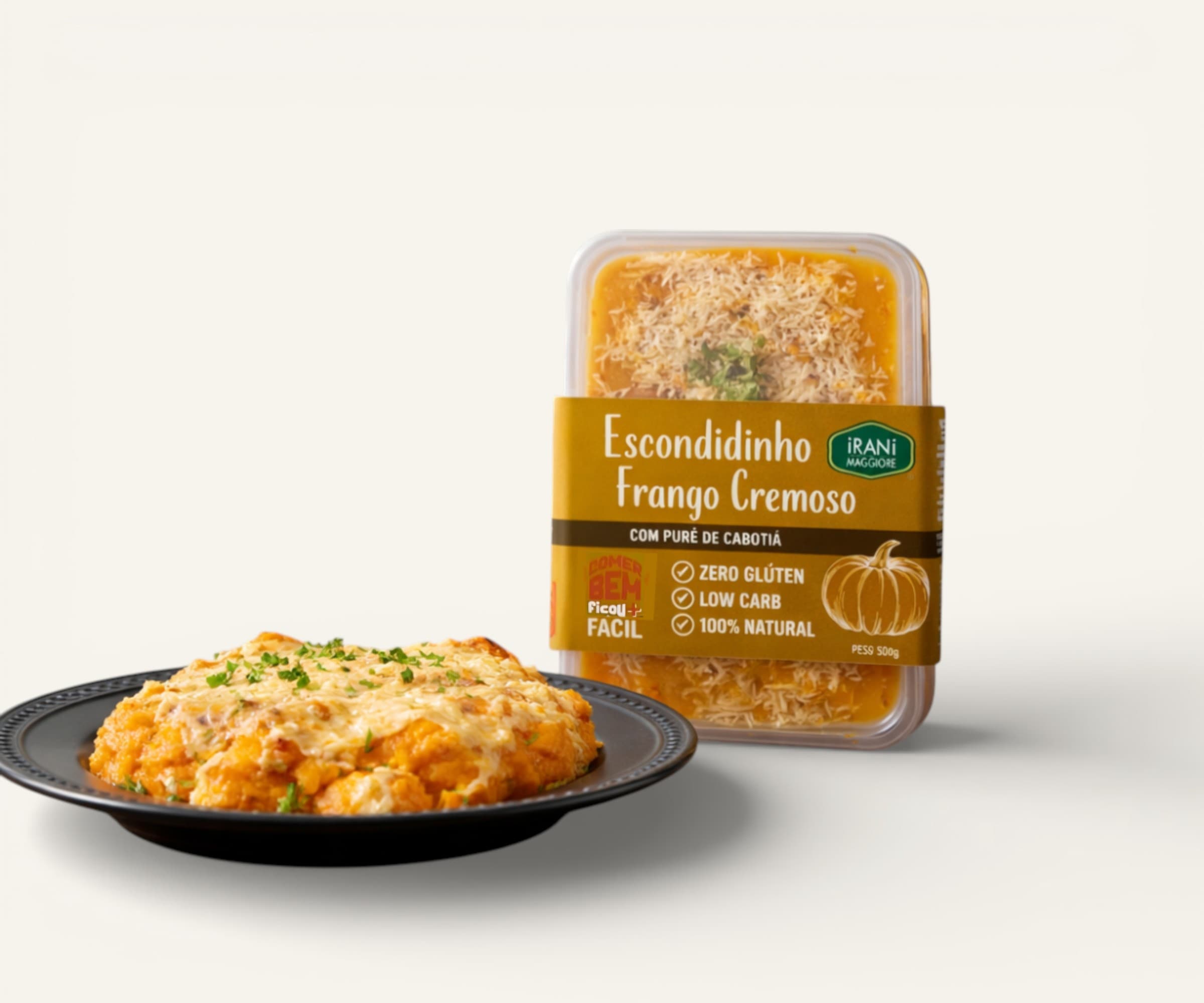 Escondidinho de frango com cream cheese e purê de cabotiá sem glúten 350g