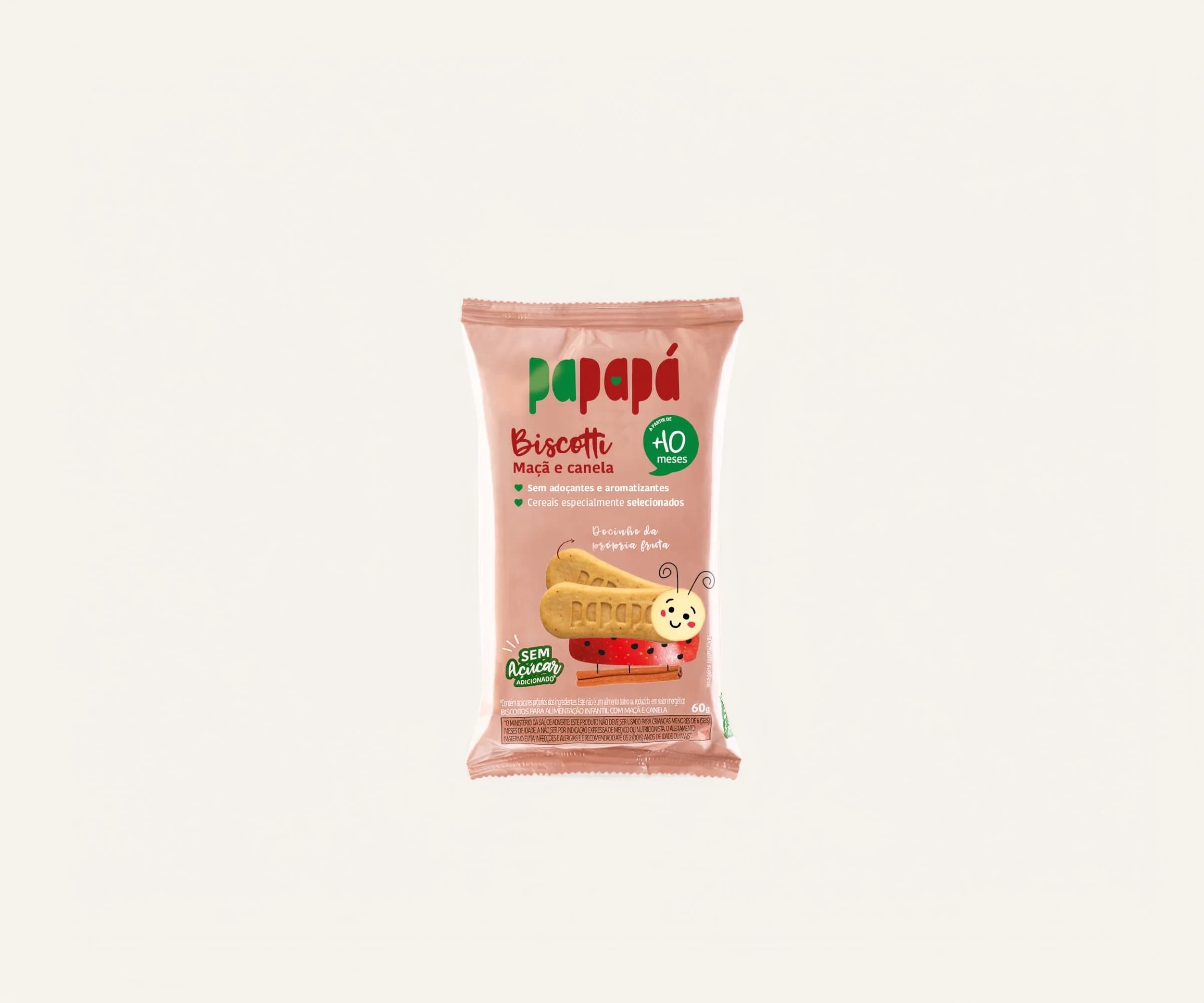 Biscoito infantil maçã e canela Biscotti Papapá 60g