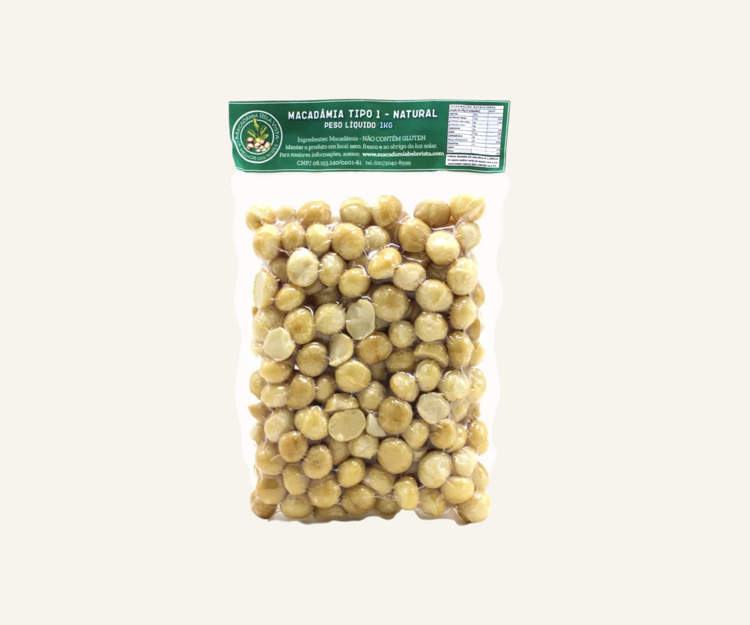 Macadâmia tipo 1 natural 1kg