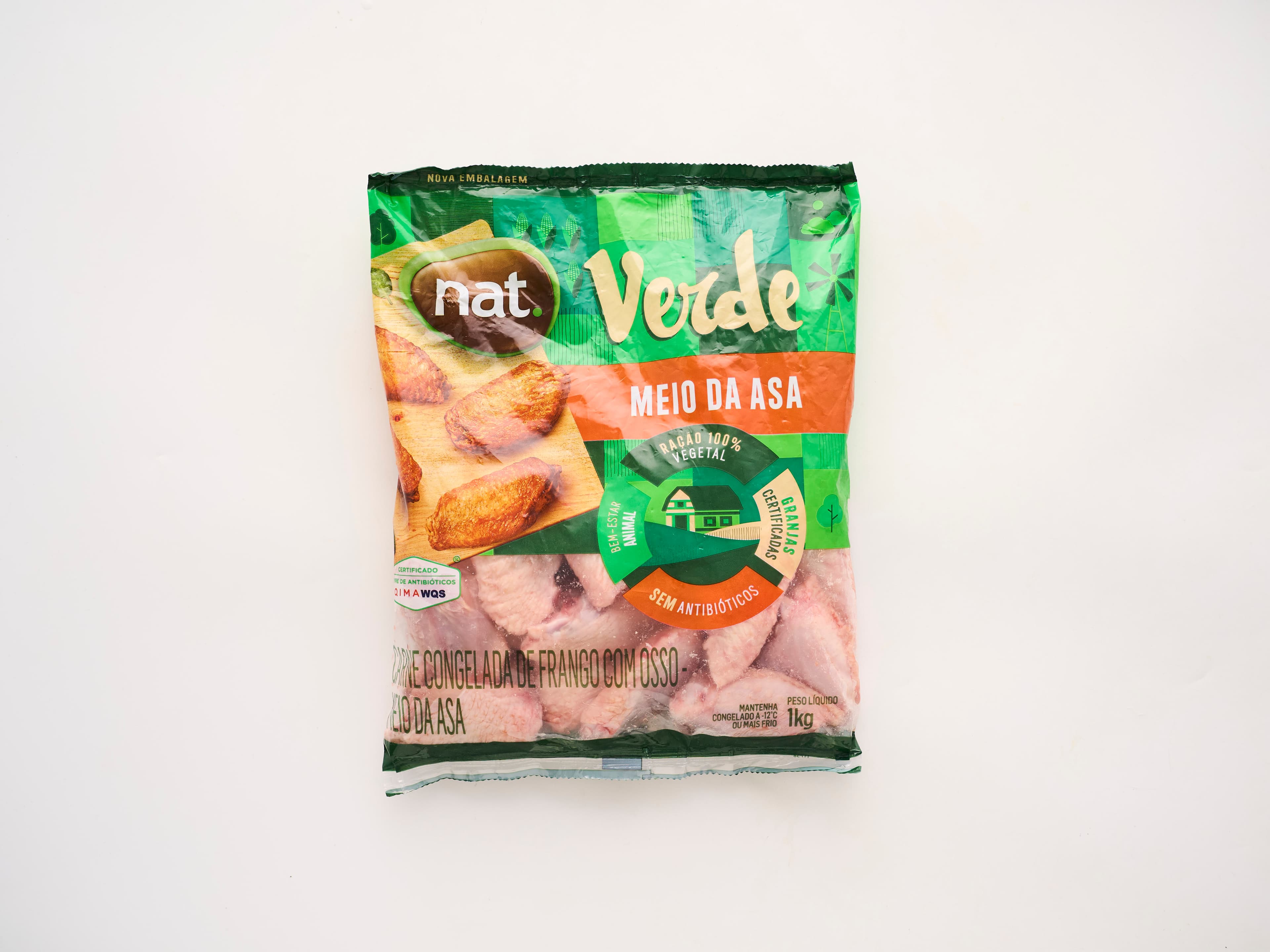 Meio da asa de frango nat. verde 1kg