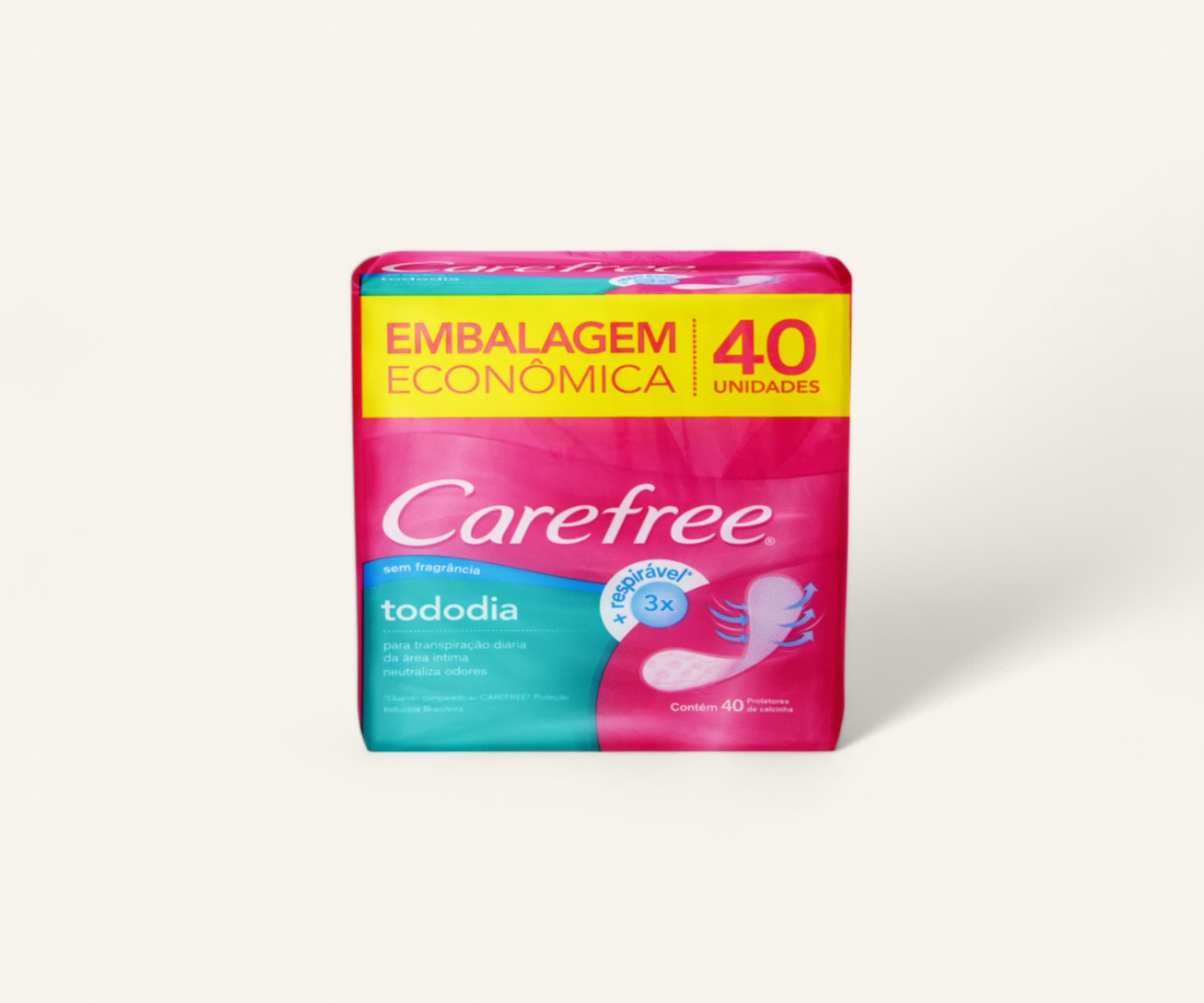 Protetor diário sem abas Todo Dia sem perfume Carefree 40un