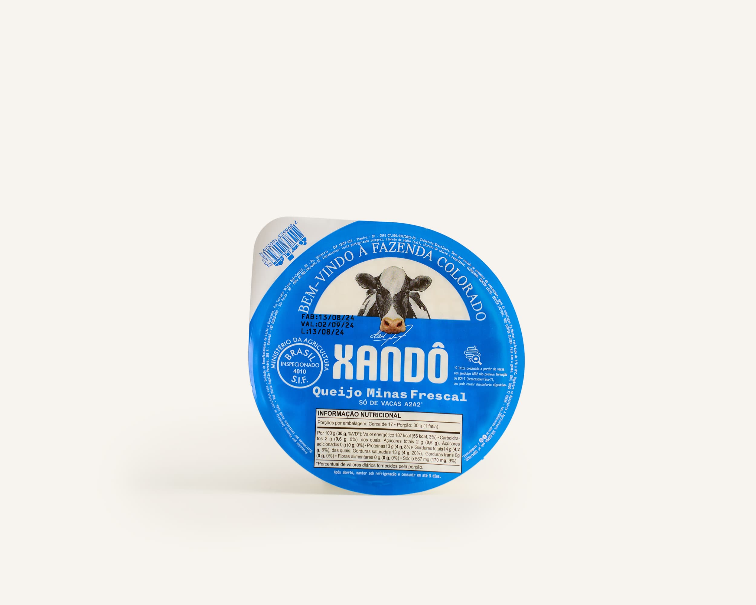 Queijo minas frescal feito A2A2 Xandô 500g