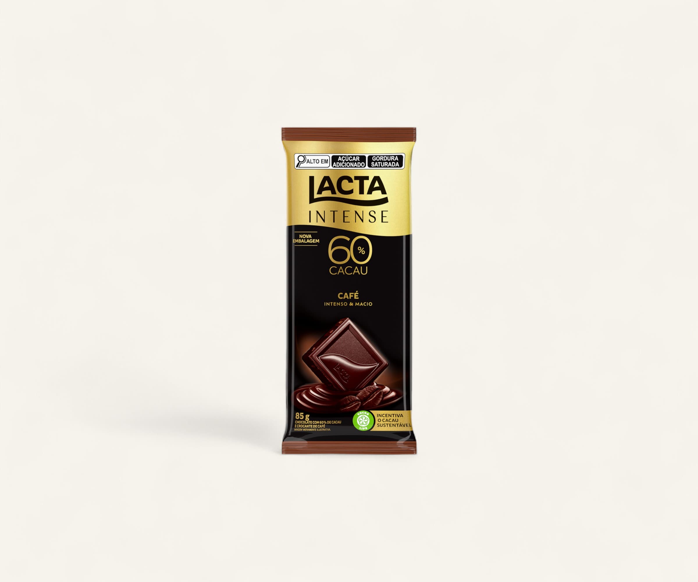 Chocolate 60% cacau Lacta Intense cacau & café 85g