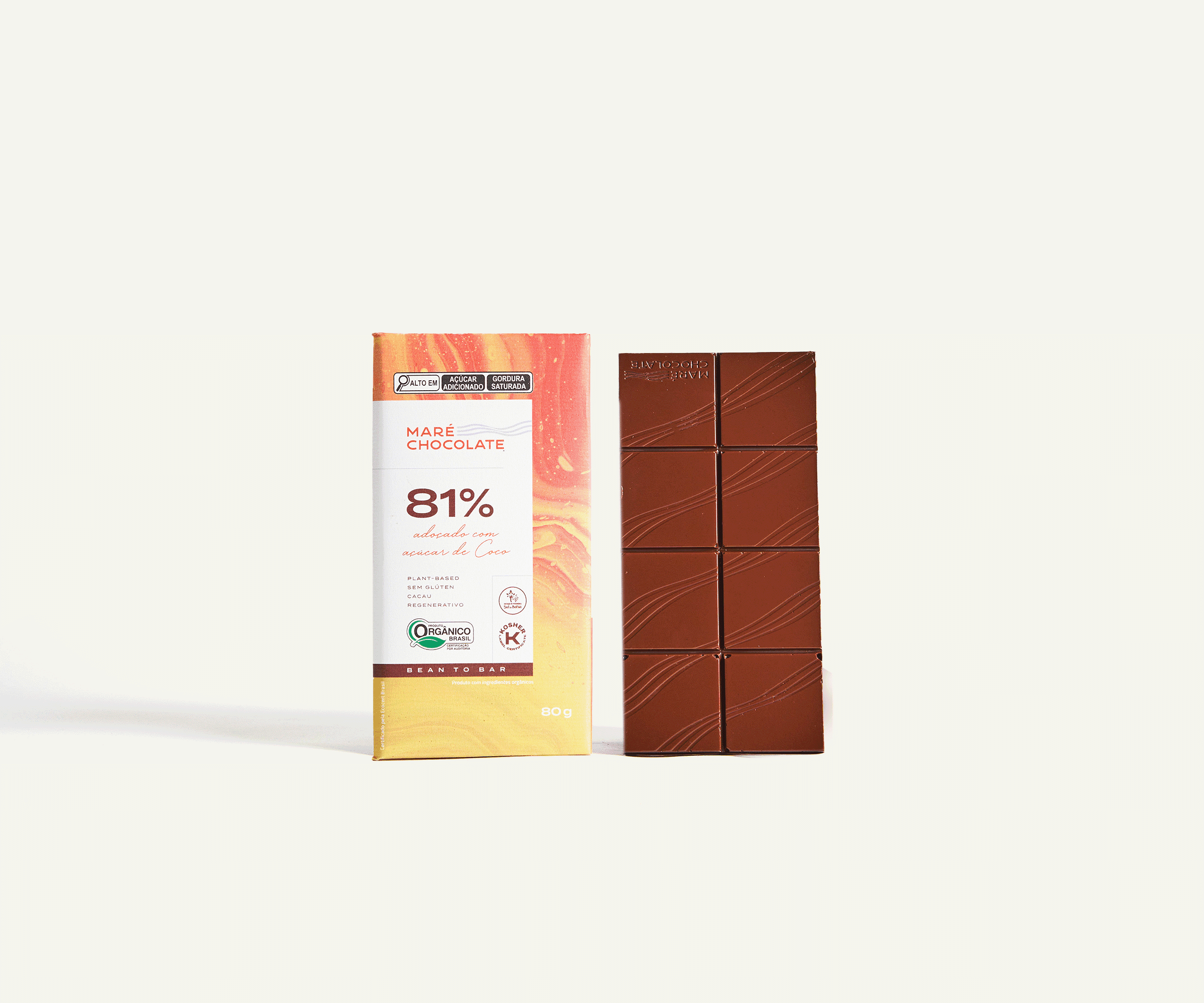 Chocolate amargo 81% cacau com açúcar de coco 80g