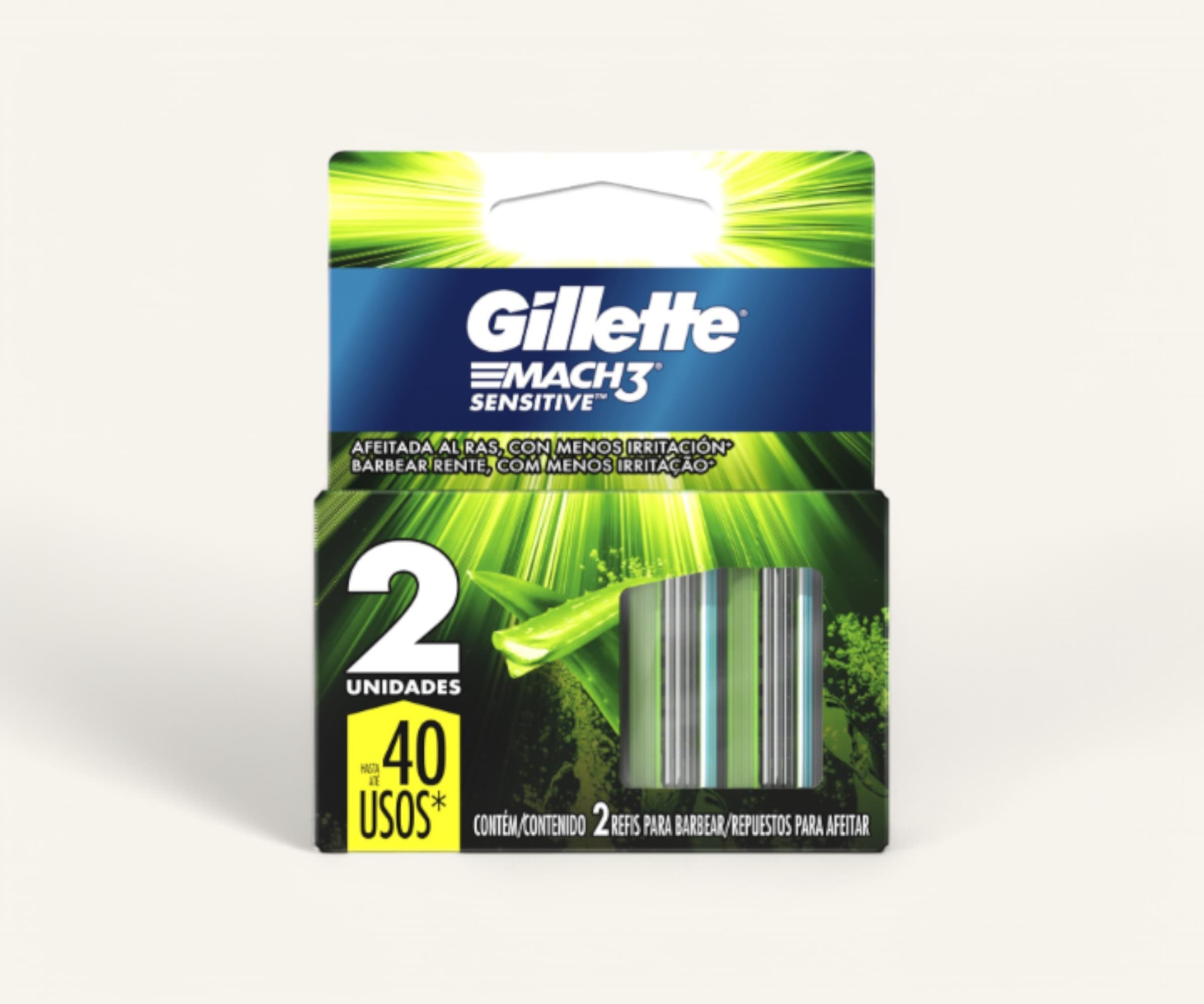 Carga para aparelho de barbear Mach3 sensitive Gillette 2un