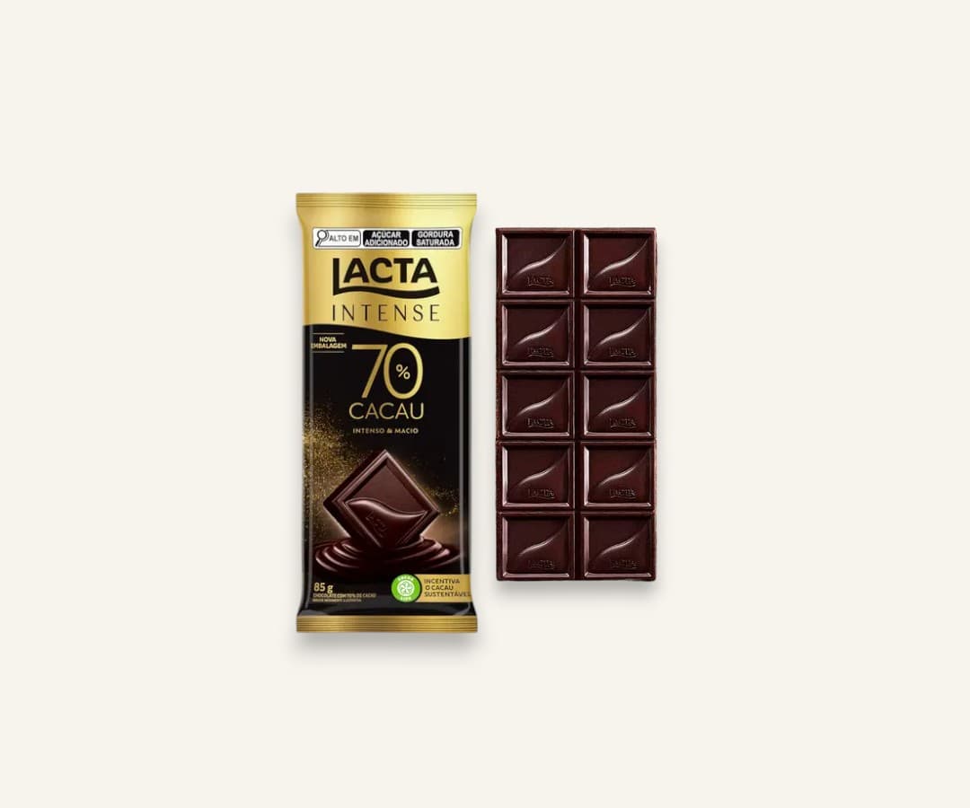 Chocolate 70% cacau Lacta Intense cacau original 85g