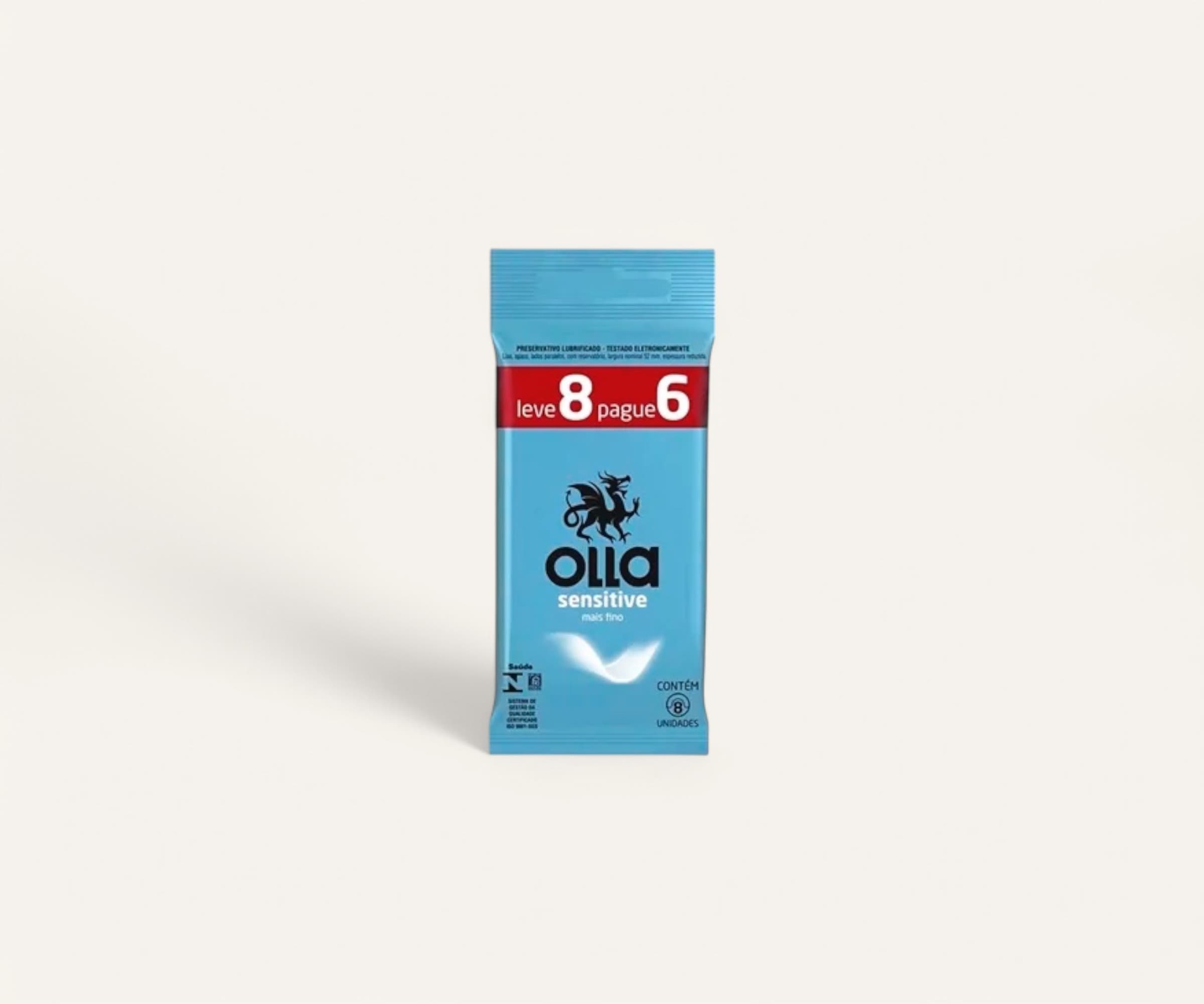 Preservativo masculino lubrificado Sensitive mais fino Olla 8un