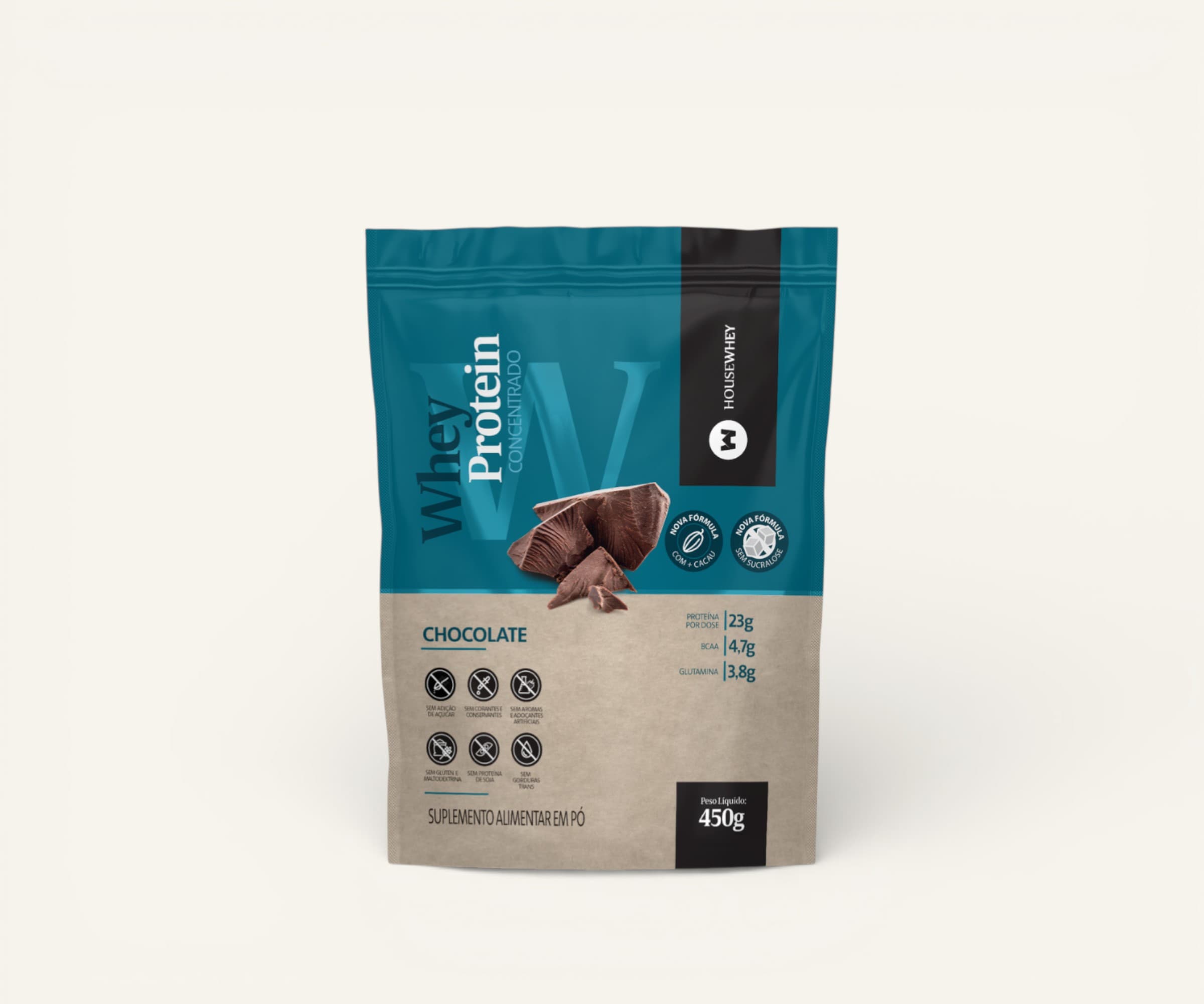 Whey protein concentrado Housewhey sabor chocolate 450g