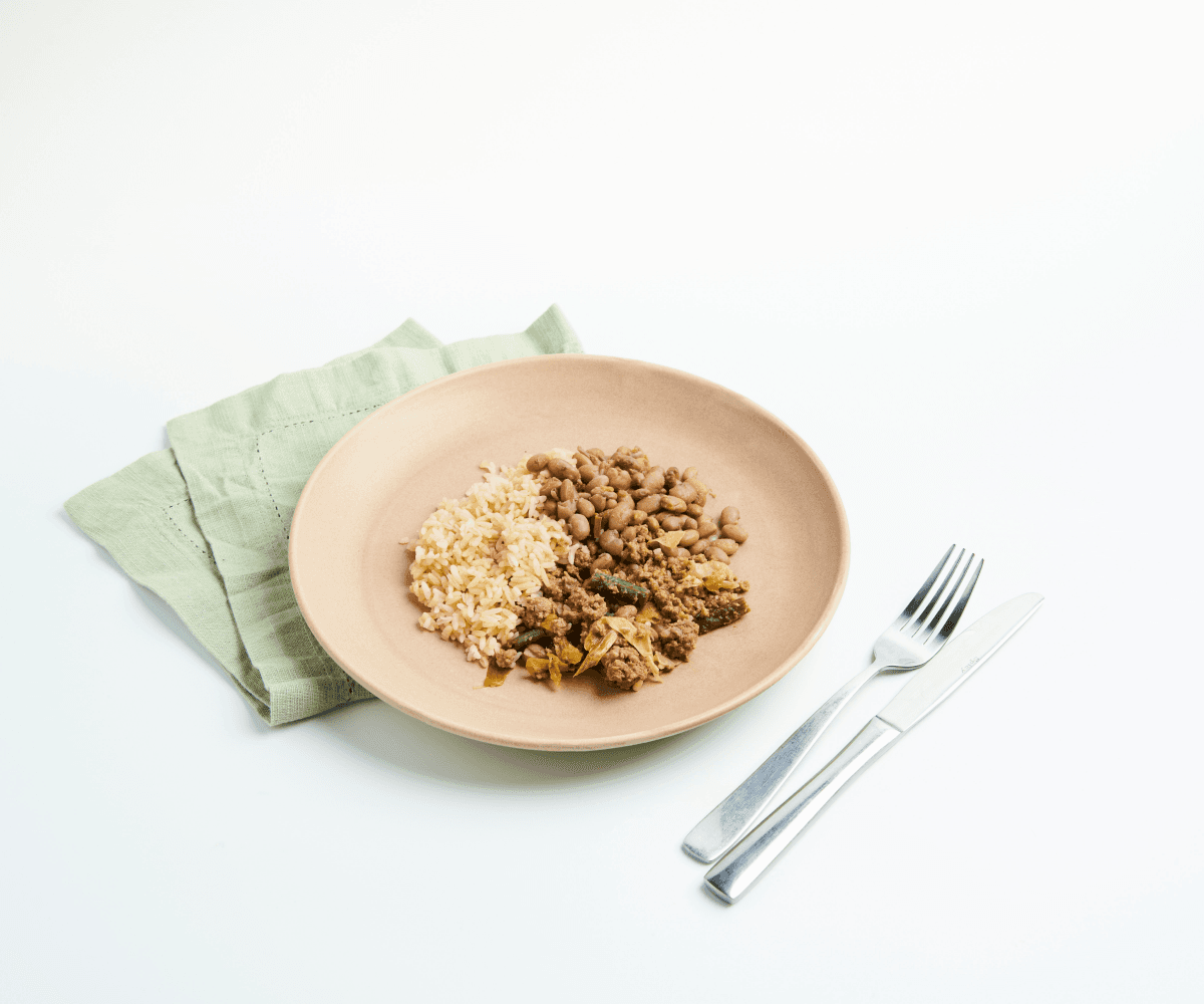 Carne moída com cebola no shoyu orgânico 300g