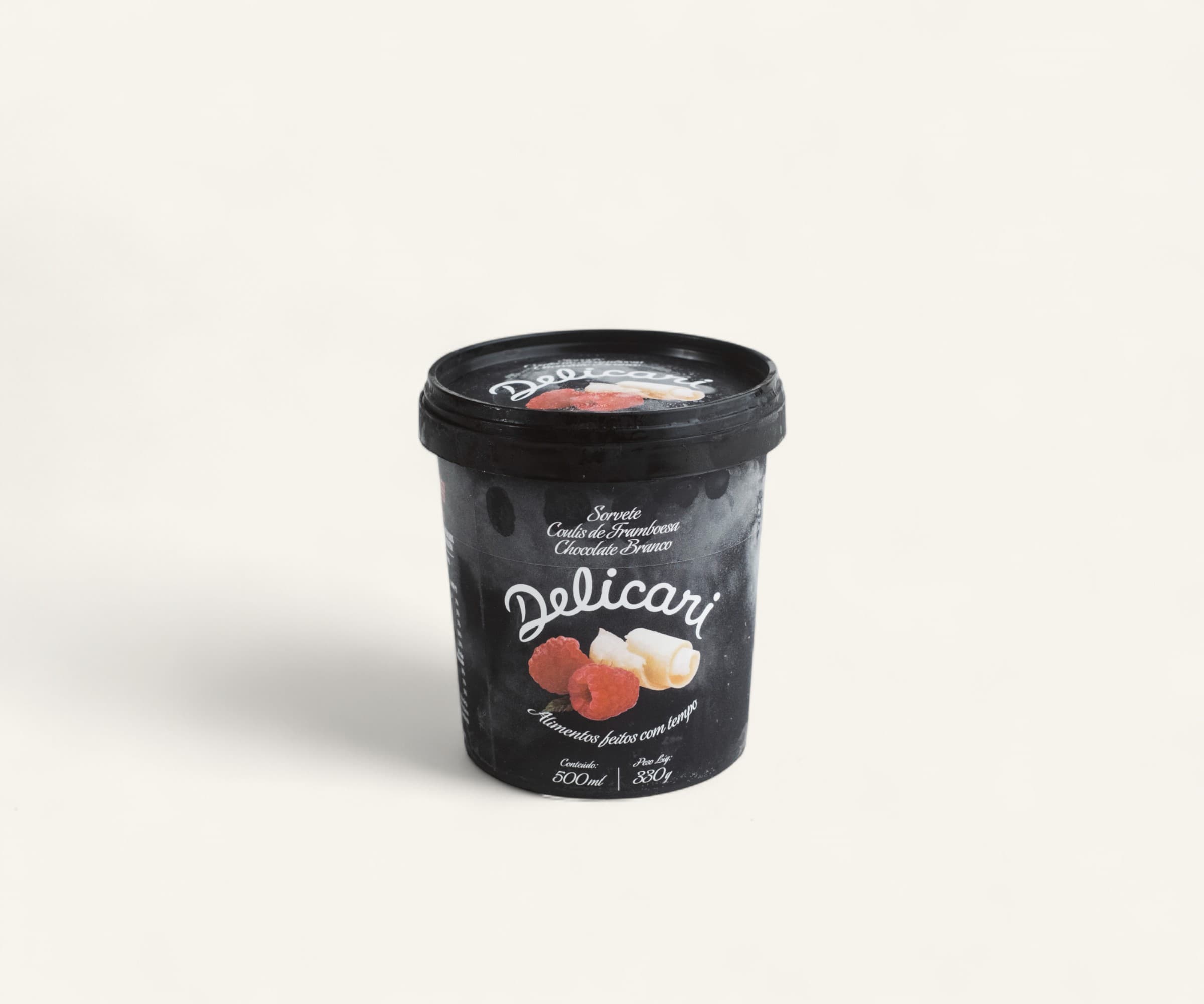 Sorvete de framboesa com chocolate branco Delicari 500ml