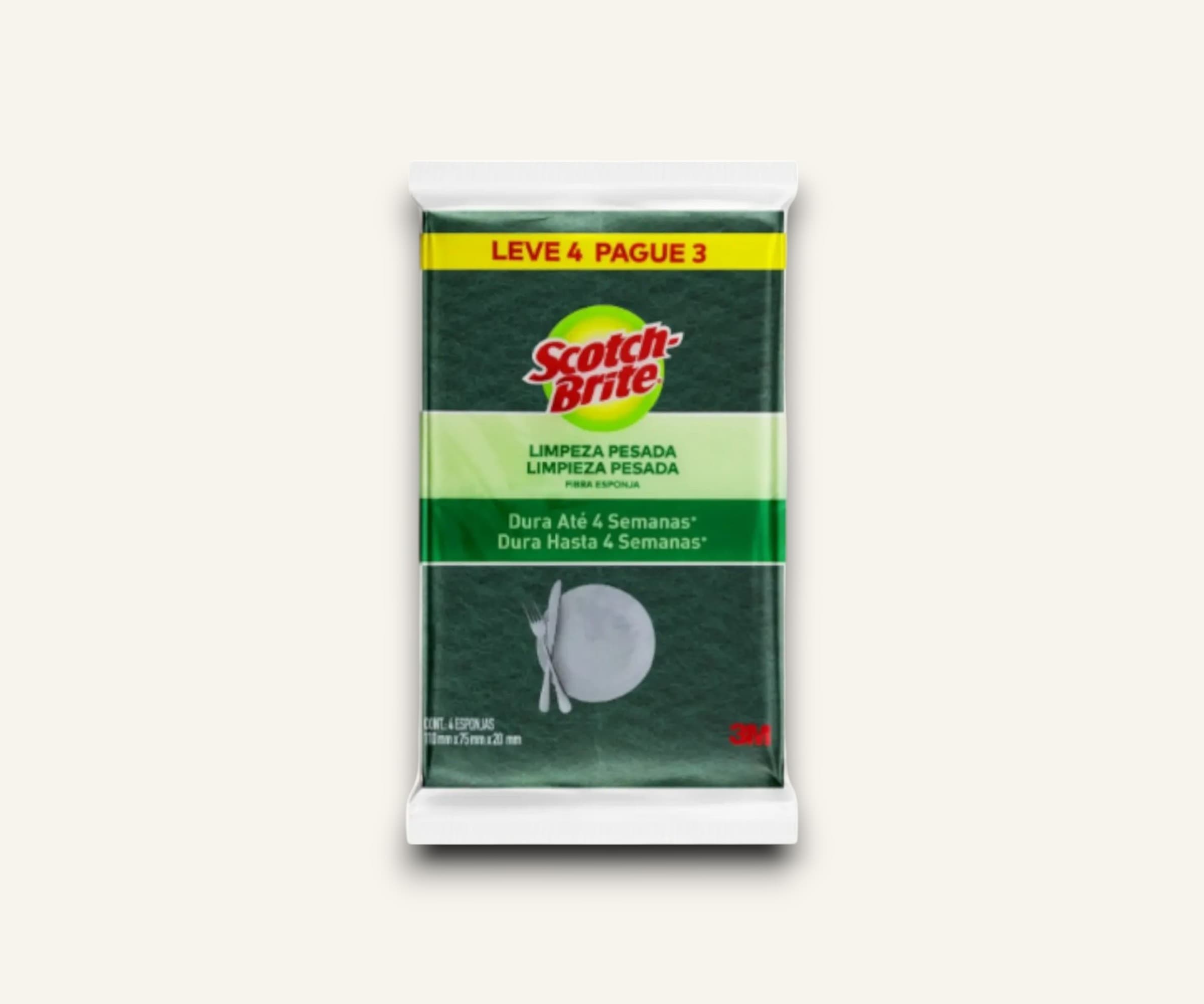 Esponja limpeza pesada Scotch-Brite 4un