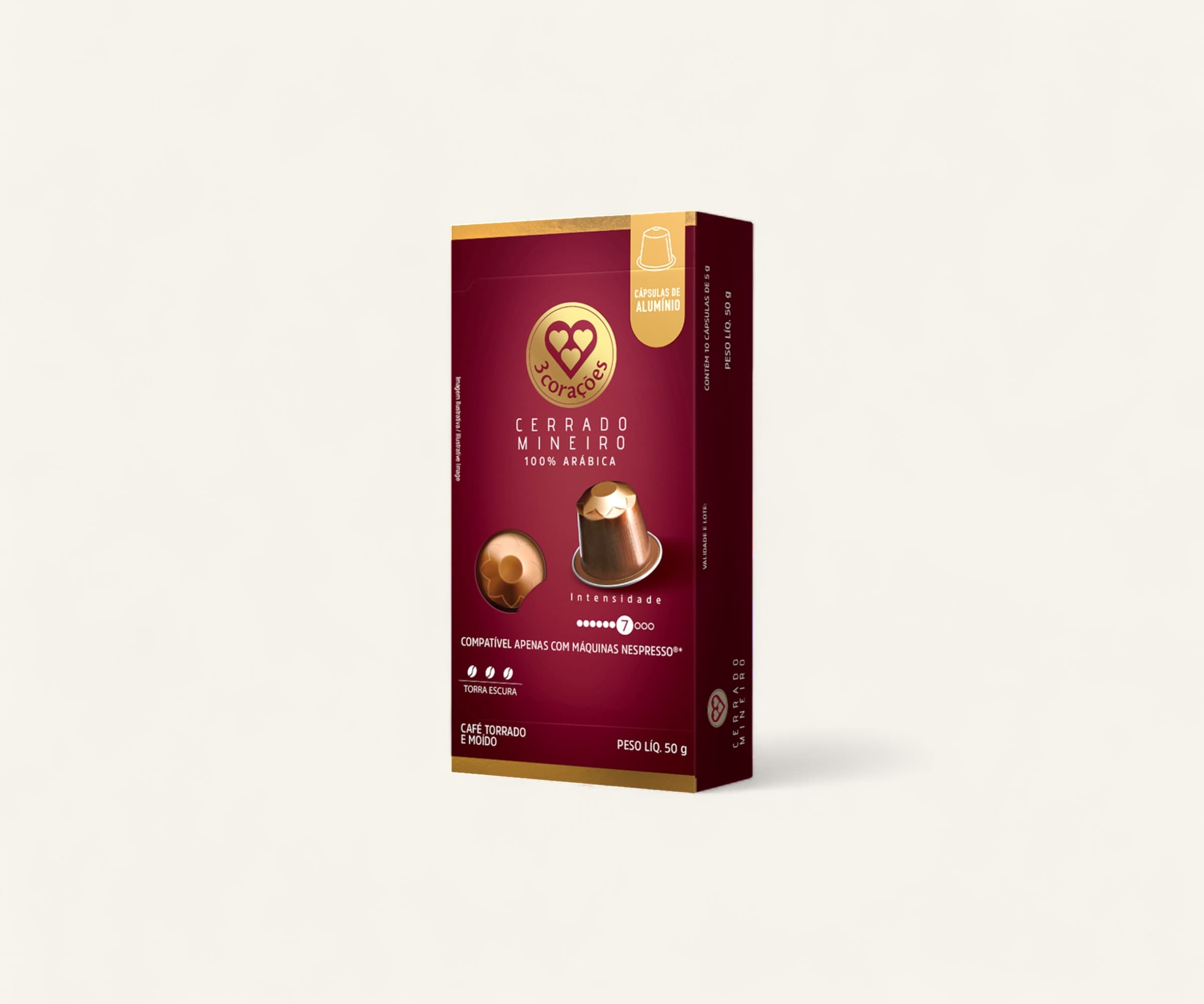 Café em cápsula Cerrado Mineiro compatível com Nespresso 100% arábica 3 Corações 10 cápsulas