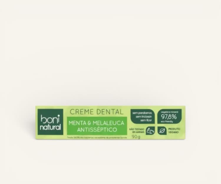 Pasta de dente sem flúor menta & melaleuca Boni Natural 90g