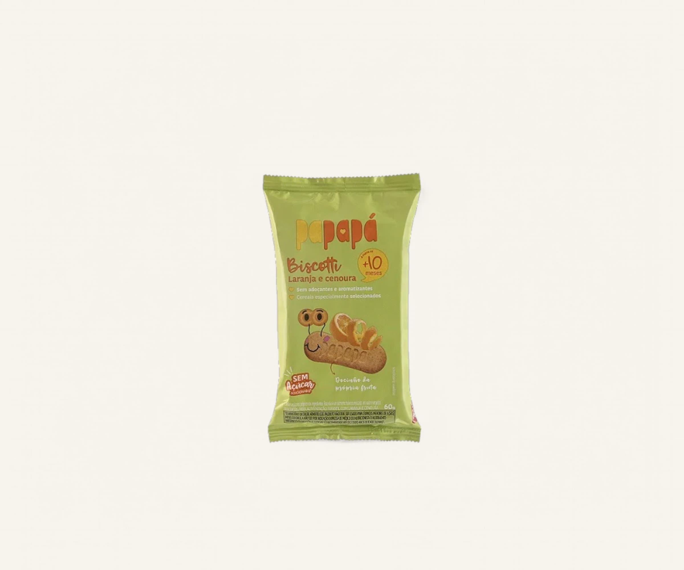 Biscoito infantil laranja e cenoura Biscotti Papapá 60g