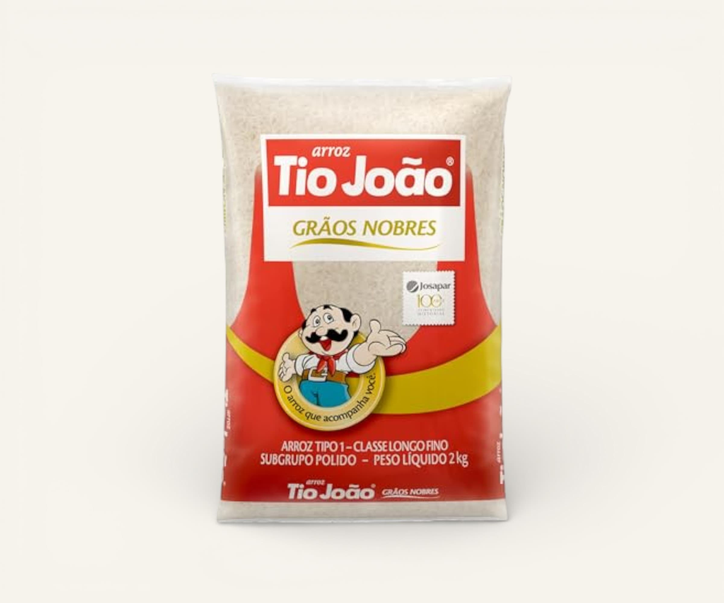 Arroz branco longo fino Grãos Nobres Tio João 2kg