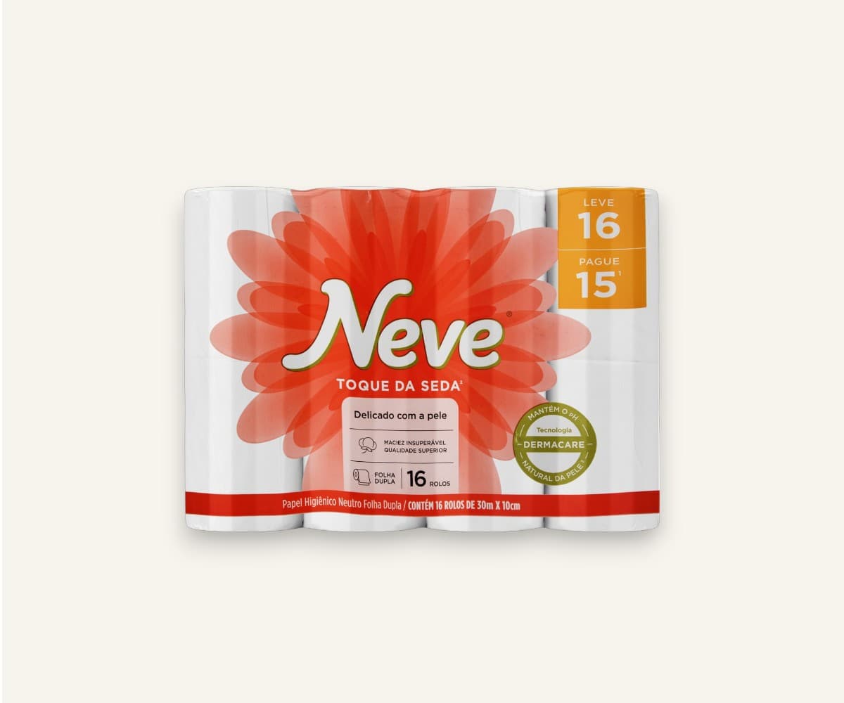 Papel higiênico folha dupla Toque da Seda 30m Neve 16un