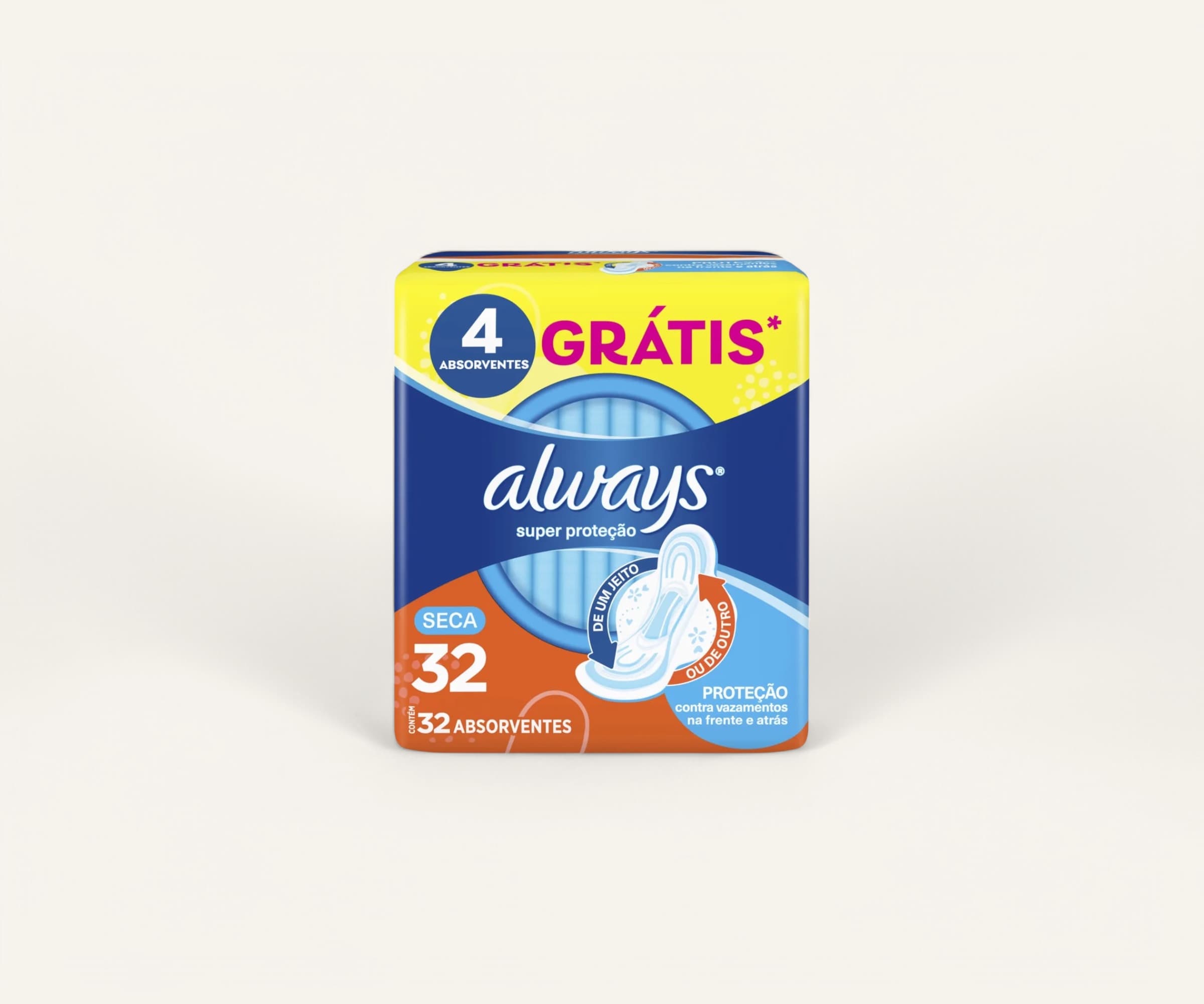 Absorvente com abas super proteção dia cobertura seca Always 32un
