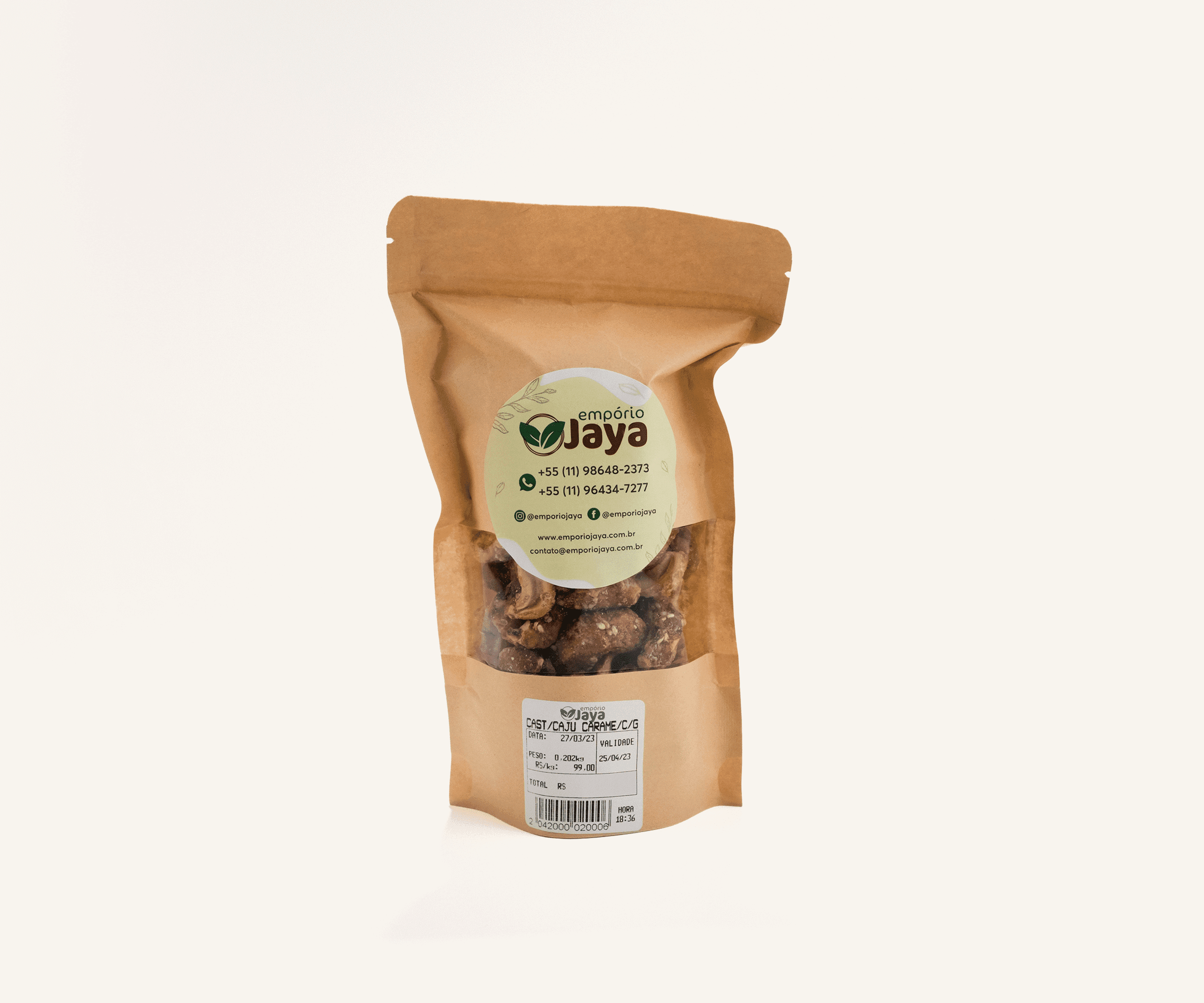 Castanha de caju caramelizada 200g