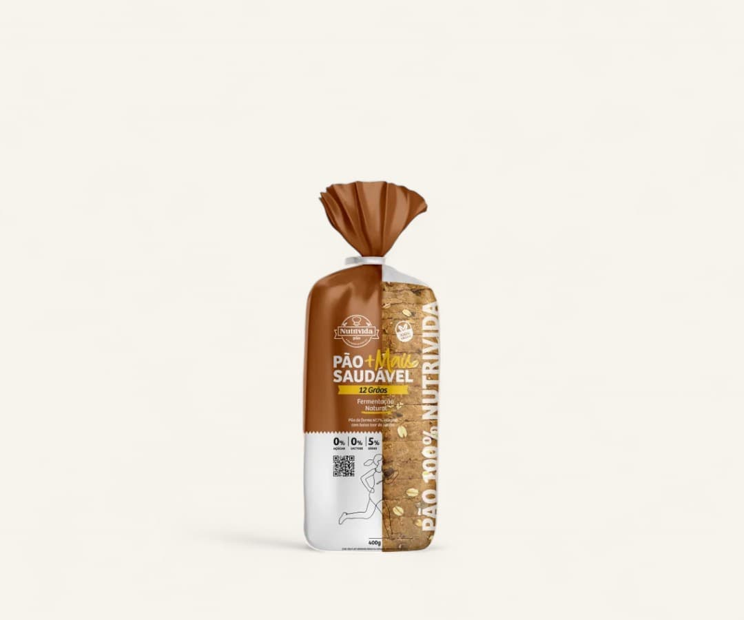 Pão de forma 67.7% integral 12 grãos Nutrivida 400g