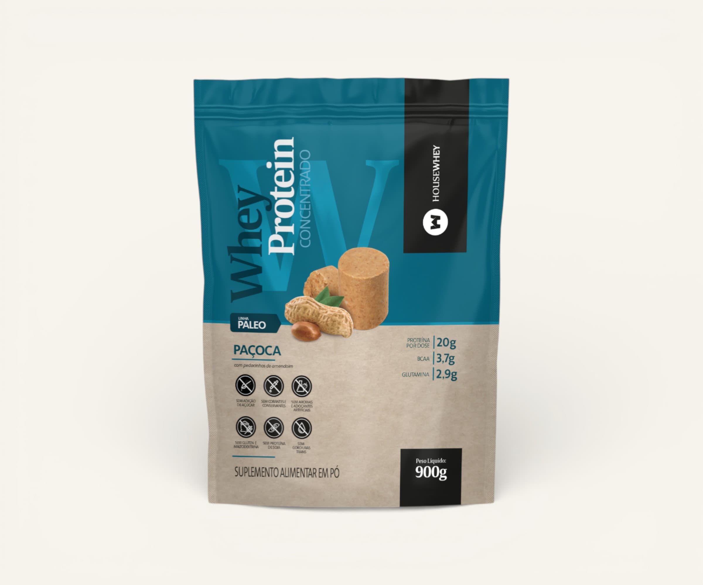 Whey protein concentrado Housewhey sabor paçoca 900g