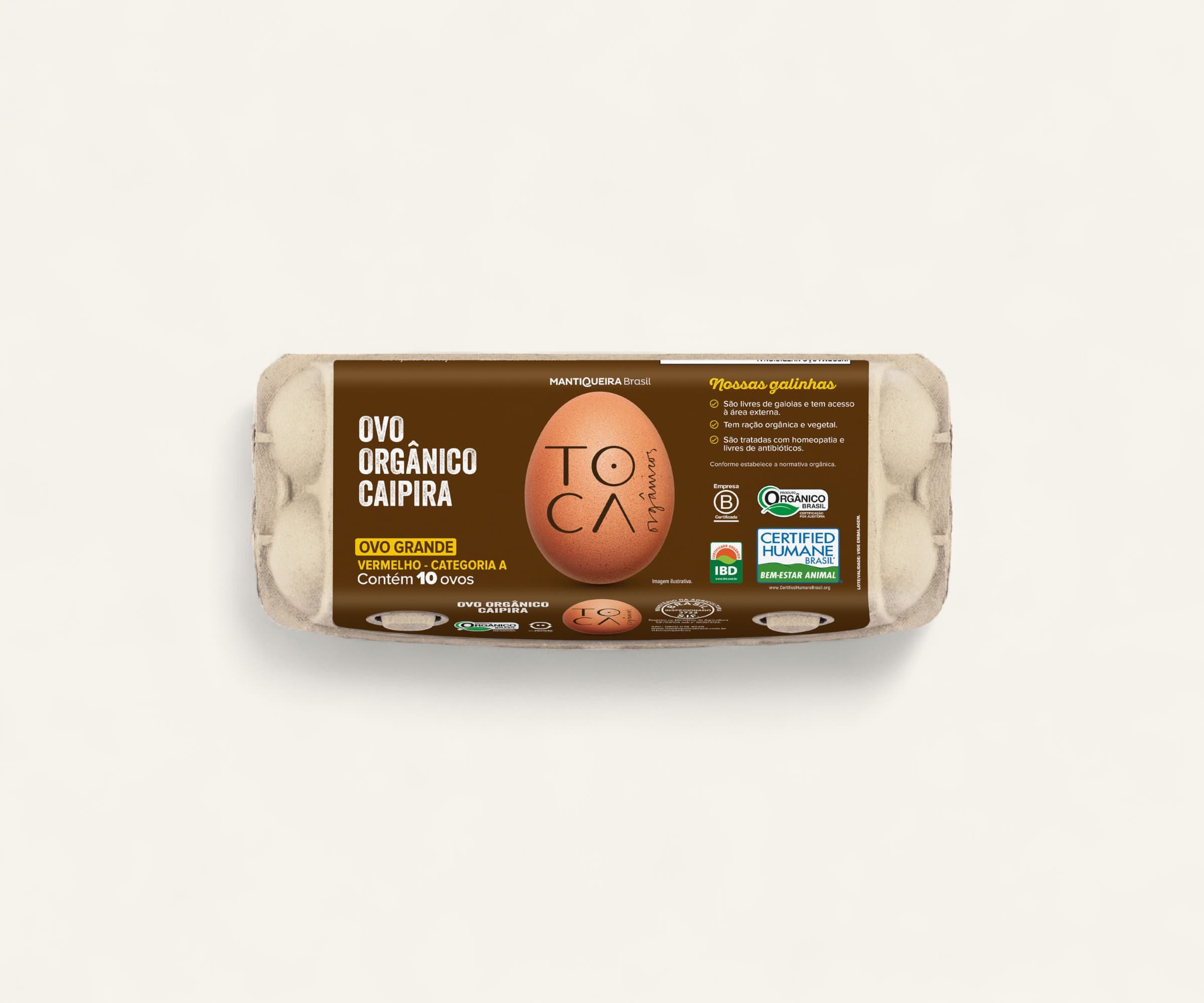 Ovos caipiras orgânicos 10 unidades
