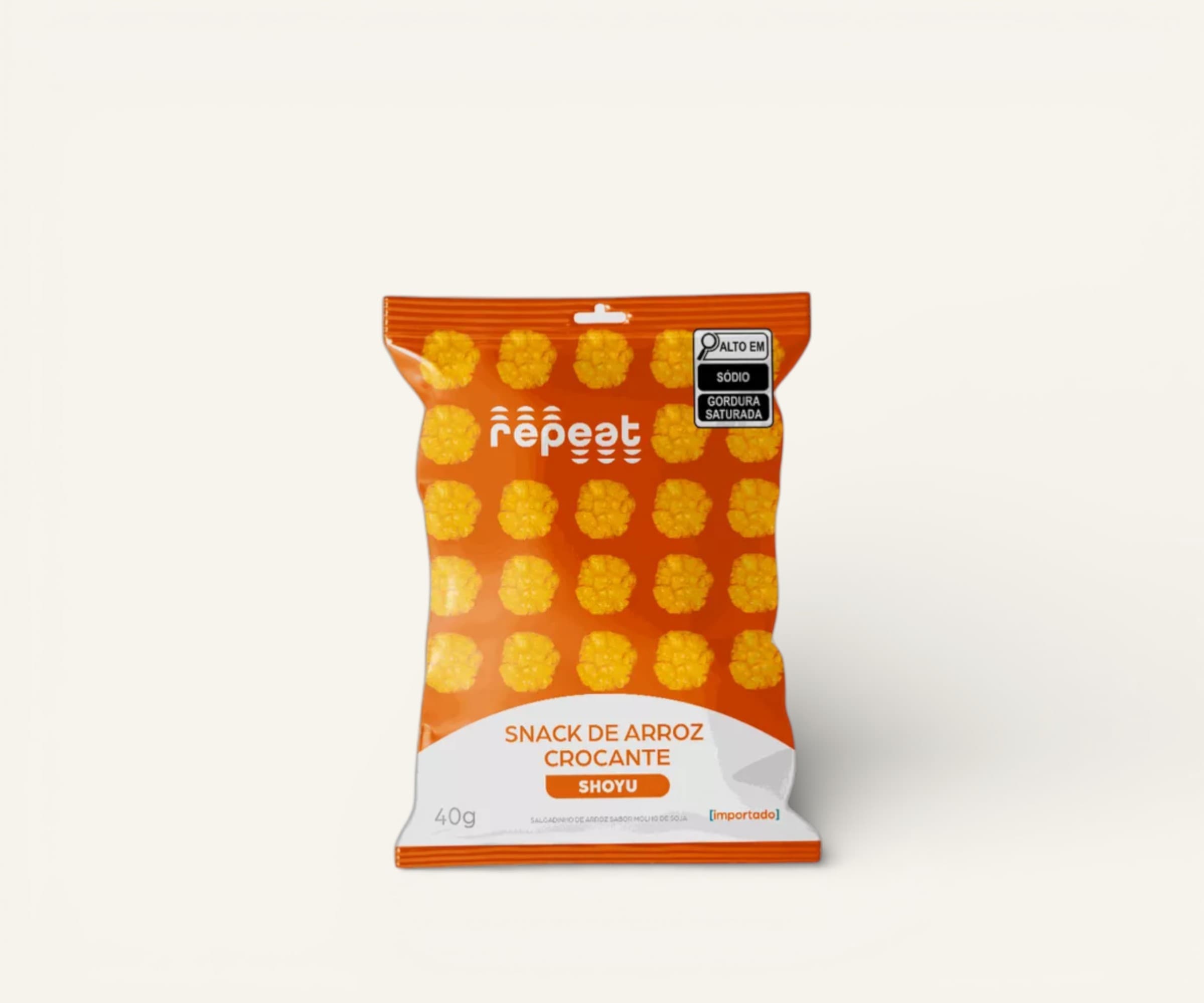 Snack de arroz crocante Repeat sabor shoyu 40g