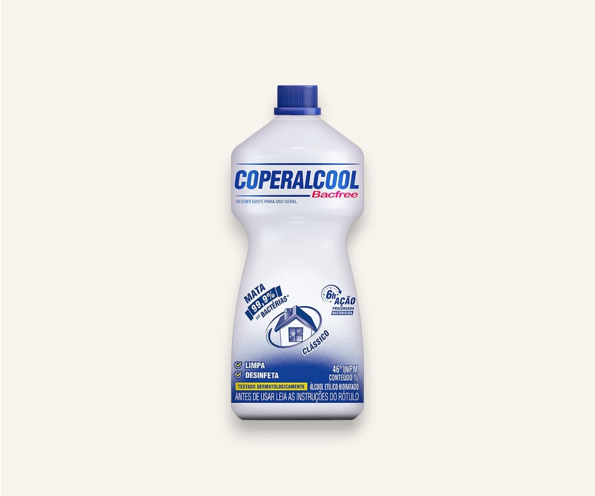 Álcool etílico para limpeza 46° INPM bacfree clássico 1l
