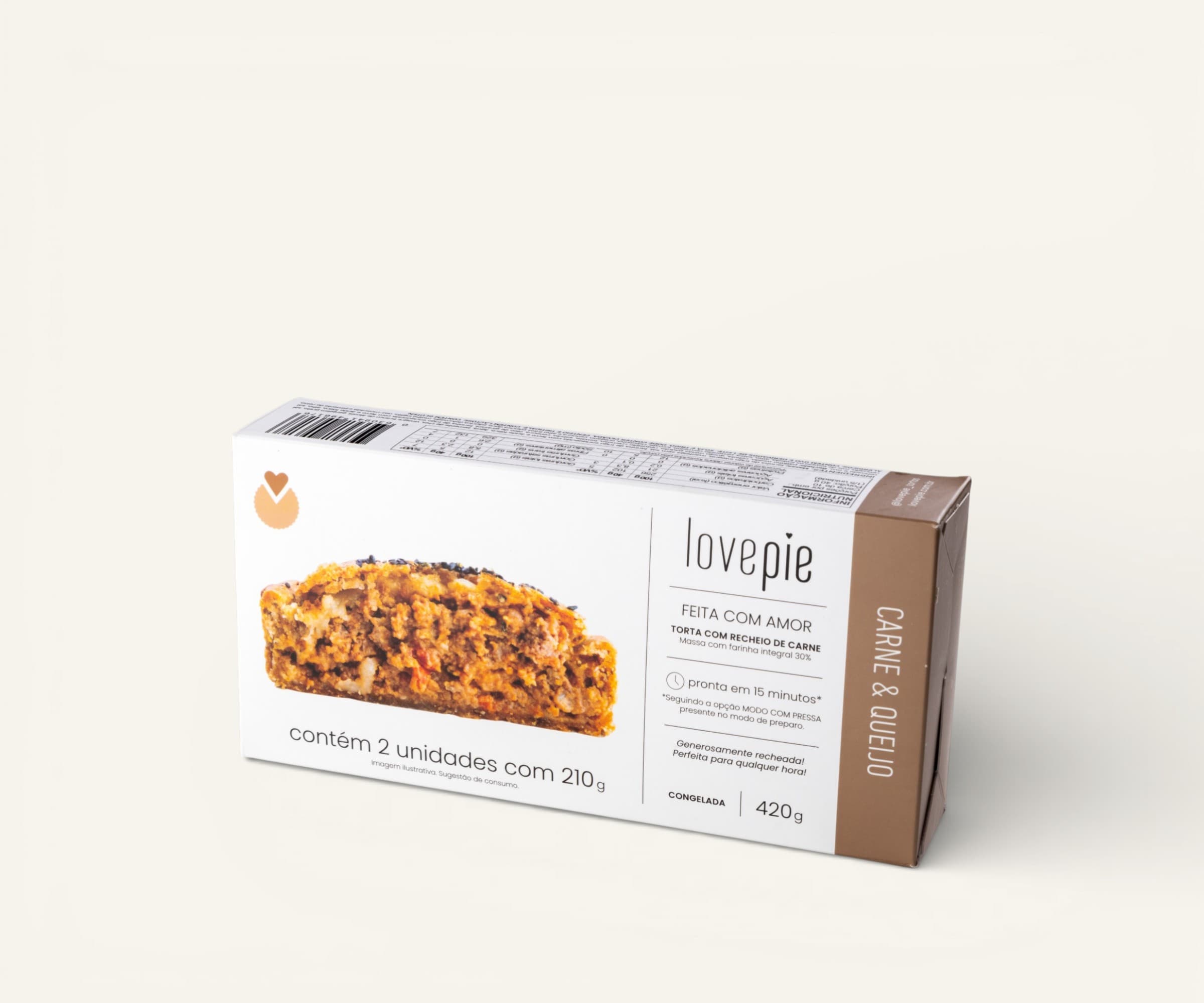 Torta de carne & queijo Lovepie 420g (2un - 210g cada)