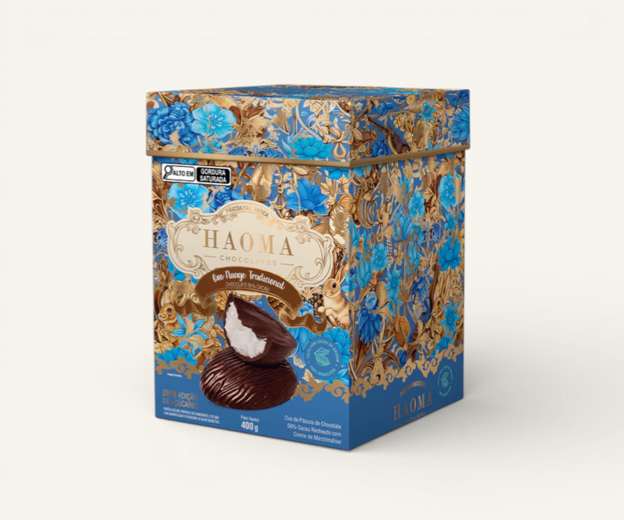 Ovo de Páscoa 56% cacau com recheio Nuage tradicional Haoma 400g