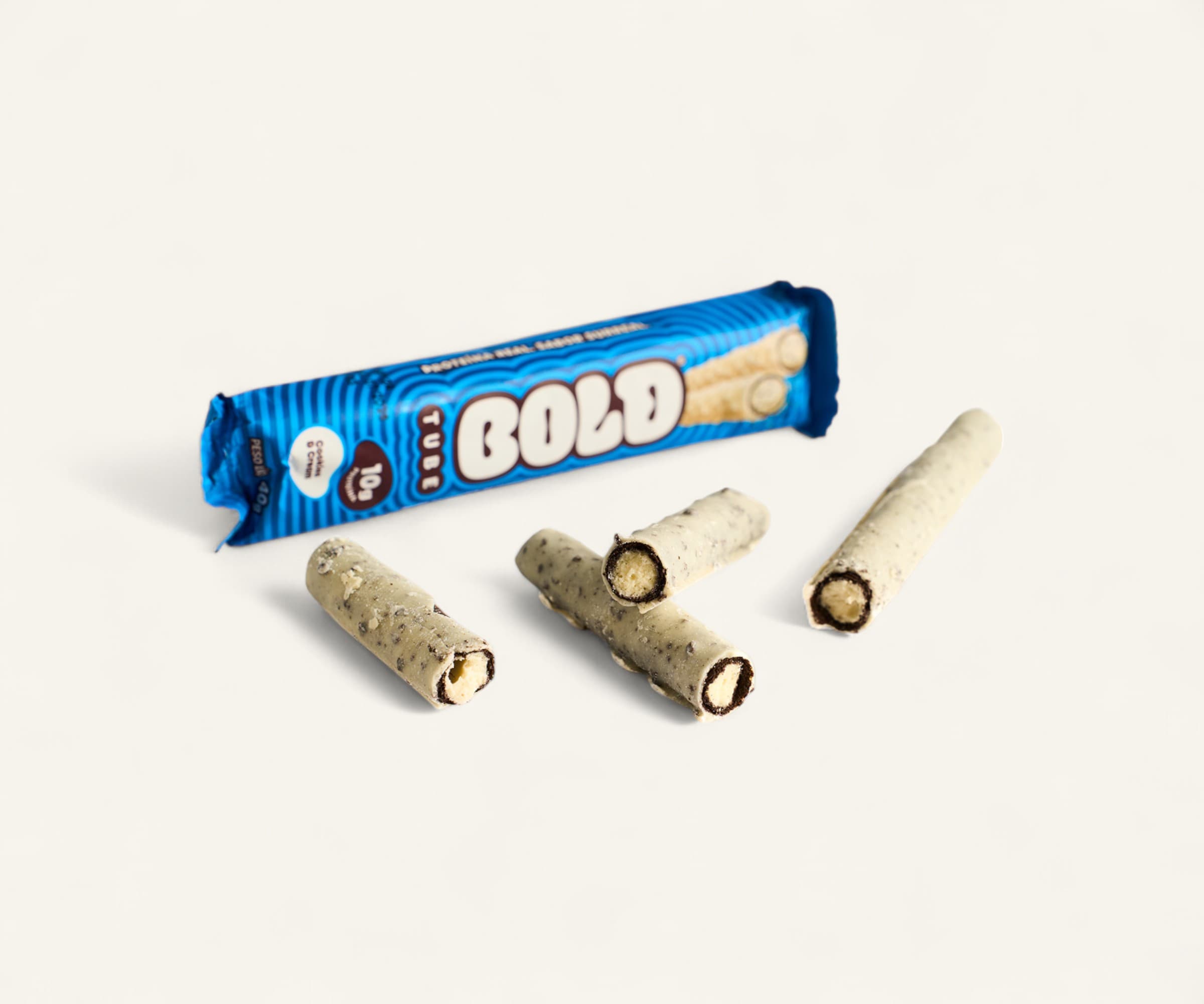 Barra de proteína Bold Tube 10g sabor cookies & cream 40g