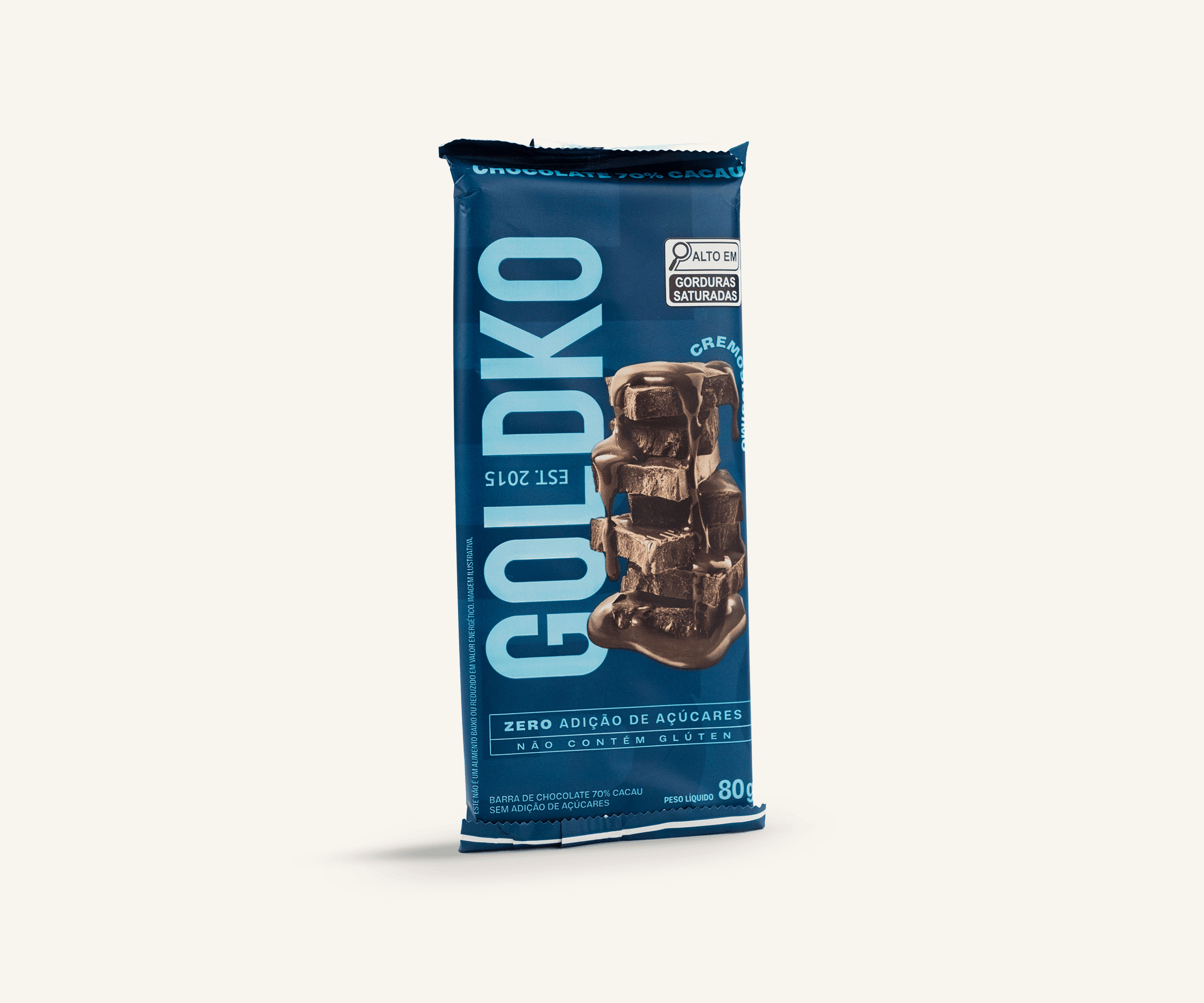 Barra de chocolate amargo 70% cacau GoldKo 80g