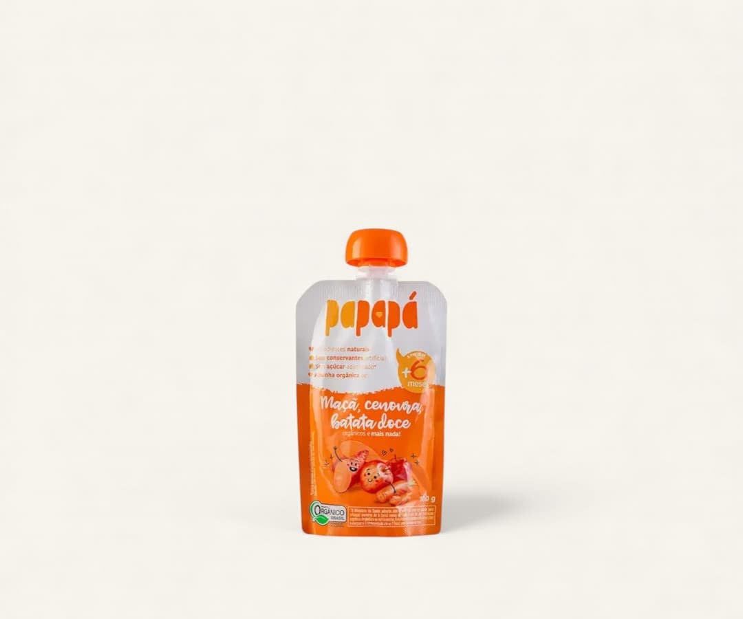 Papinha de maça, cenoura e batata doce orgânica Papapá 100g