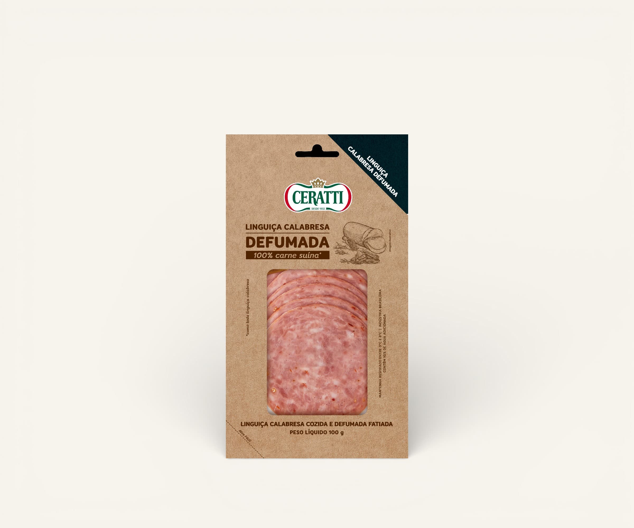 Linguiça calabresa defumada fatiado Ceratti 100g