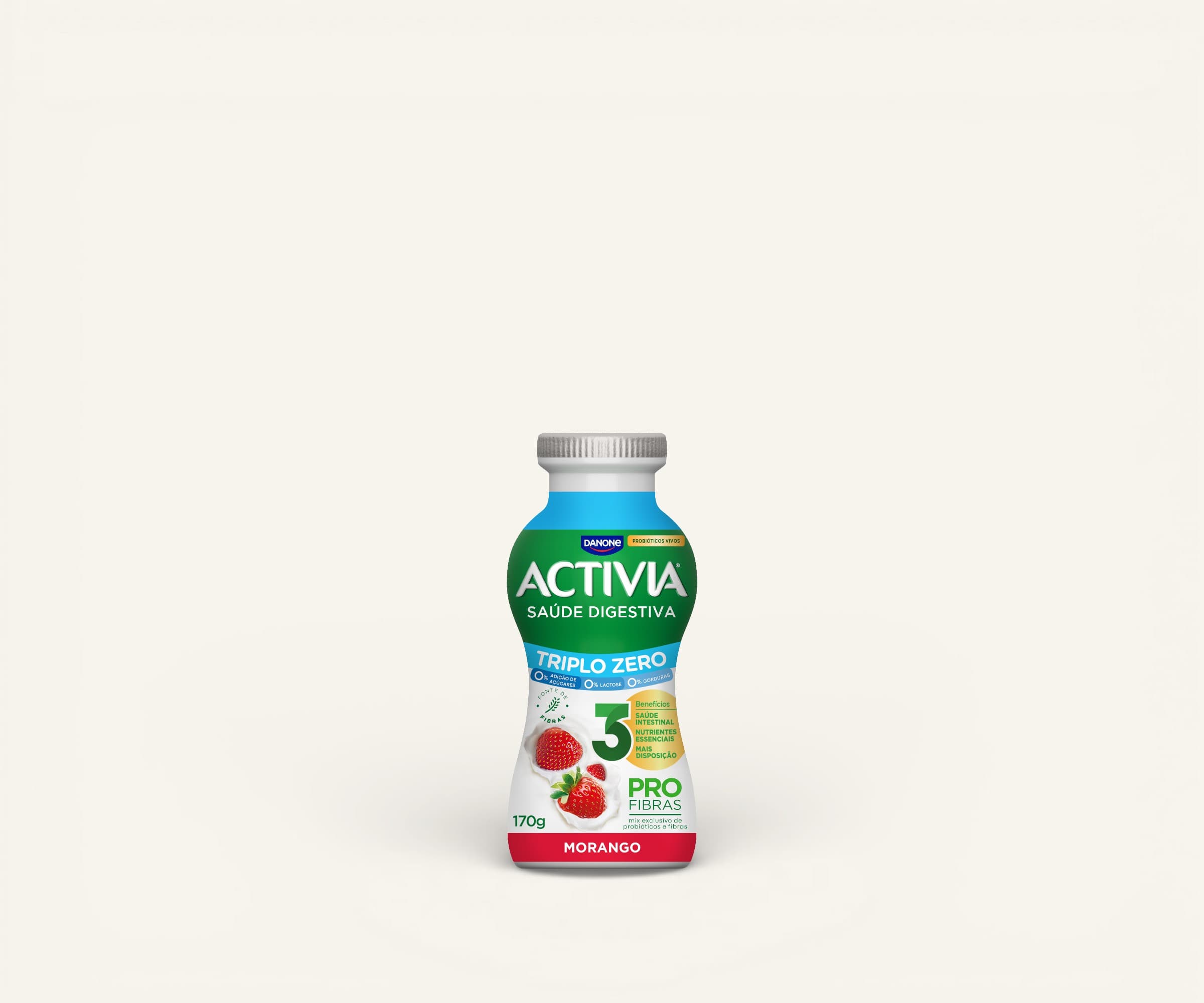 Leite fermentado parcialmente desnatado Activia Zero morango 170g