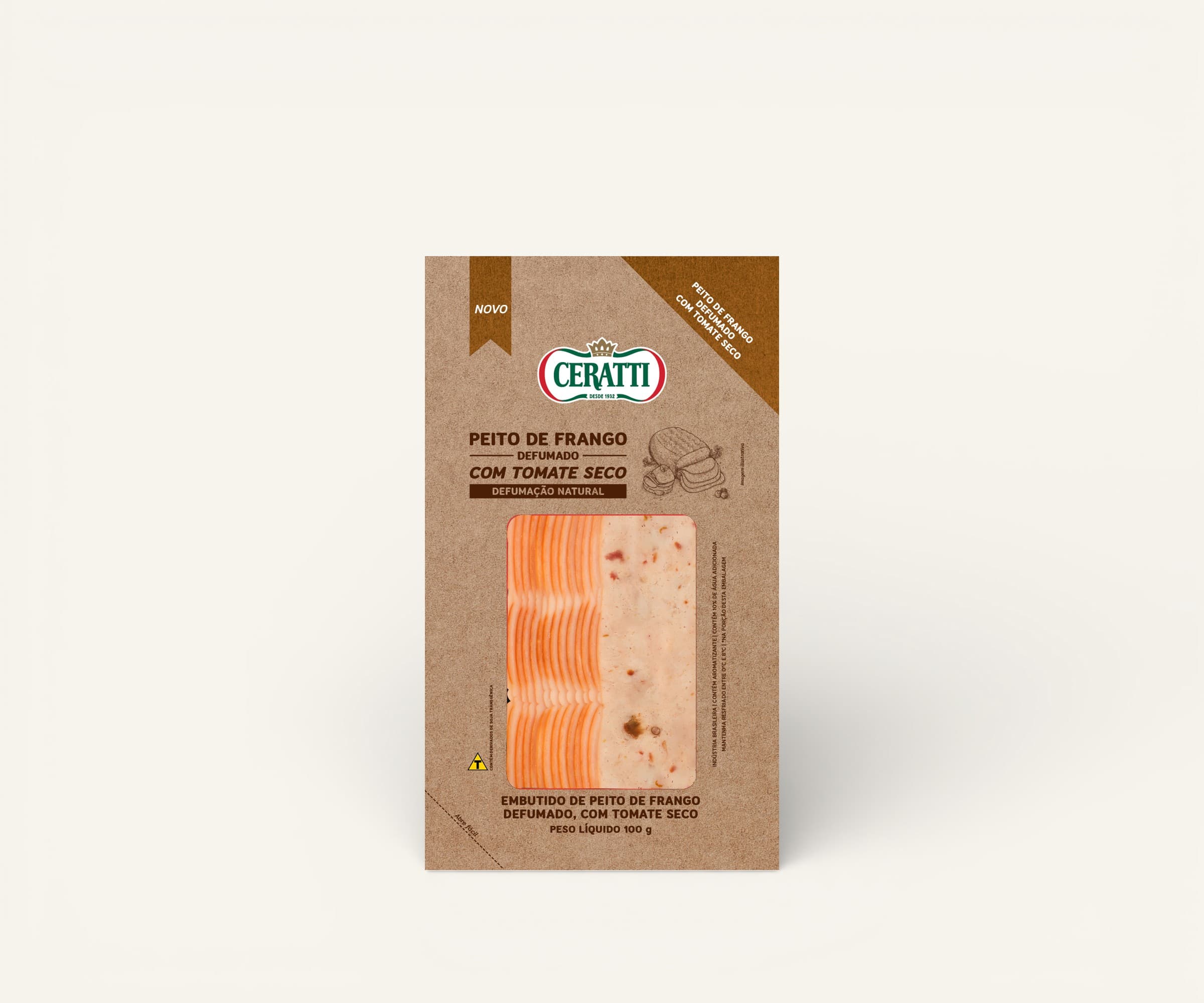 Peito de frango defumado com tomate seco fatiado Ceratti 100g