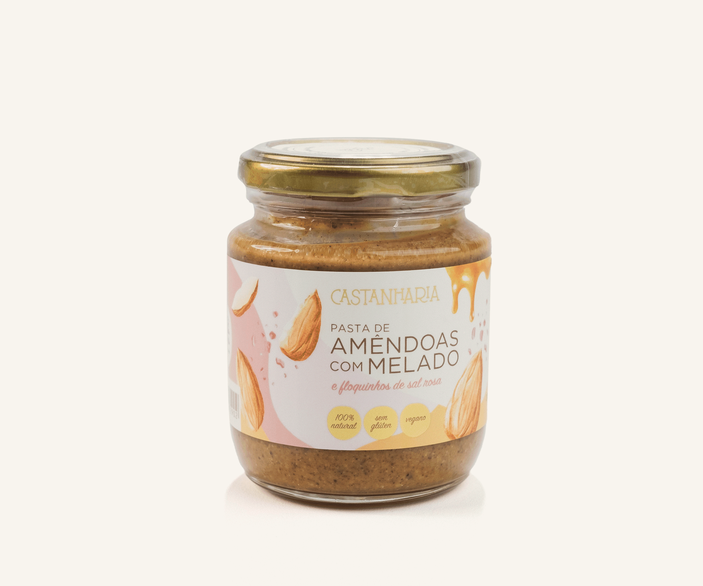 Pasta de amêndoas com melado e floquinhos de sal rosa 210g