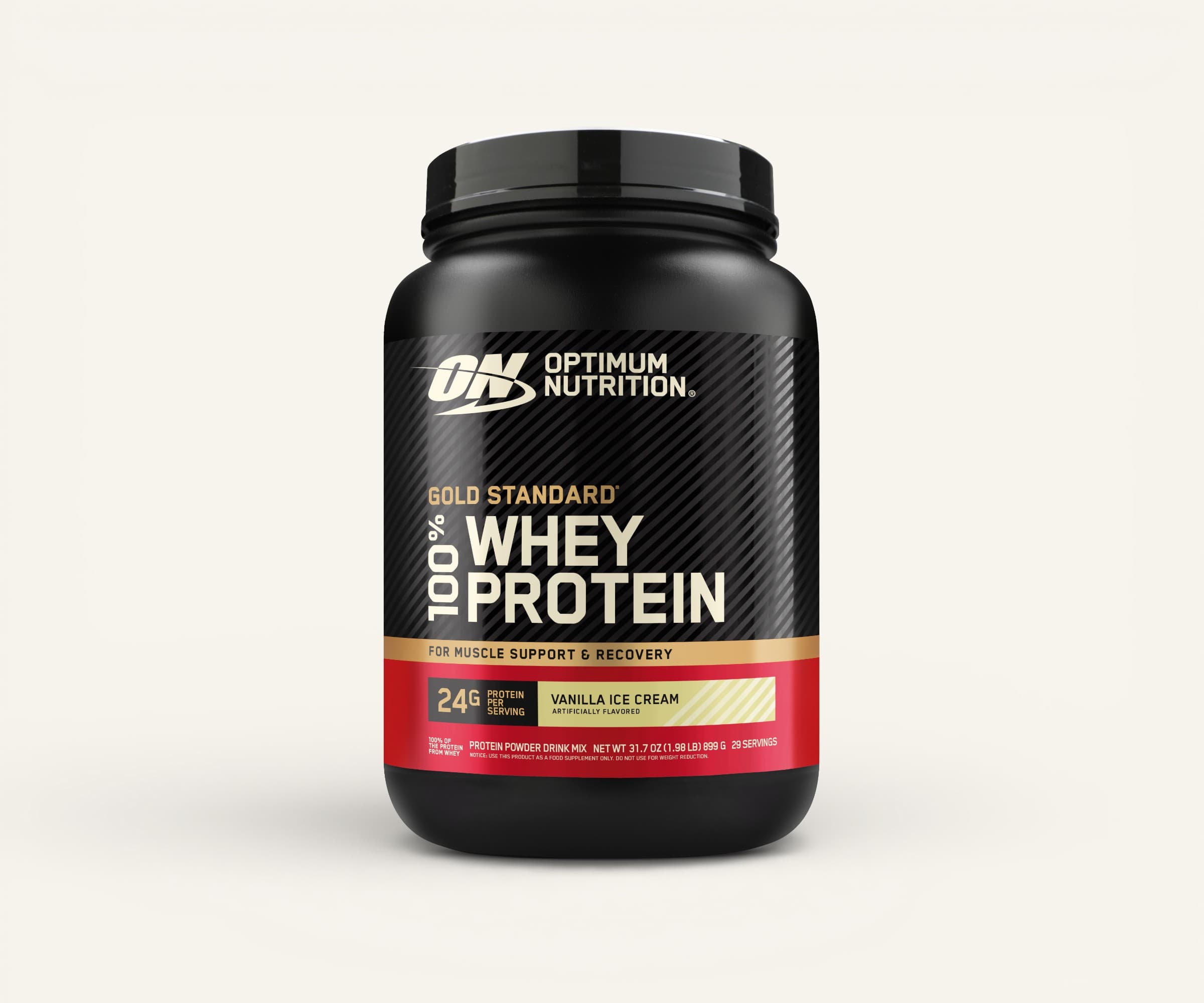 100% whey protein Gold Standard 24g vanilla ice cream Optimum Nutrition 899g