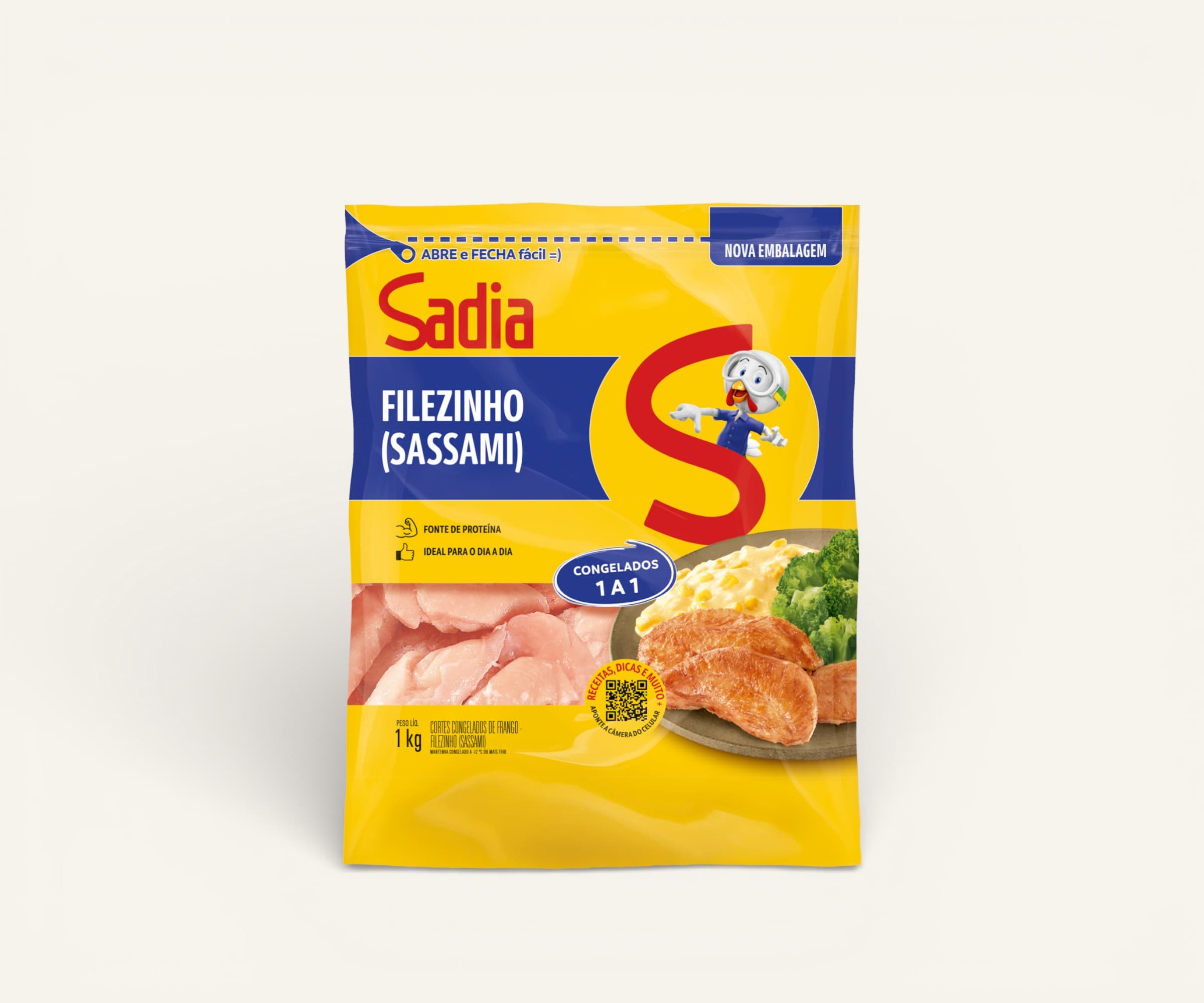 Filezinho sassami de frango congelados 1 a 1 Sadia 1kg