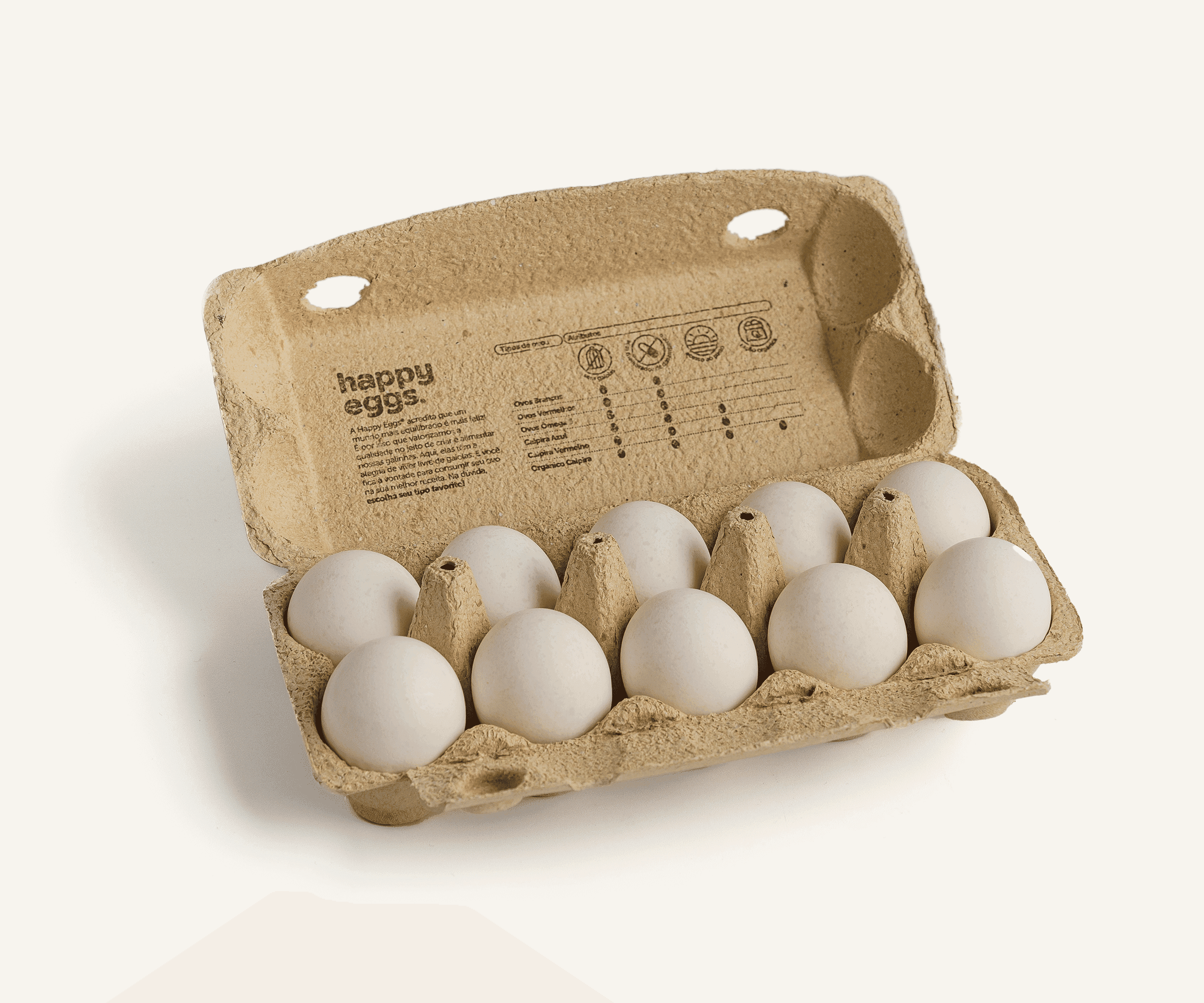 Ovos brancos grandes Happy Eggs 10 unidades